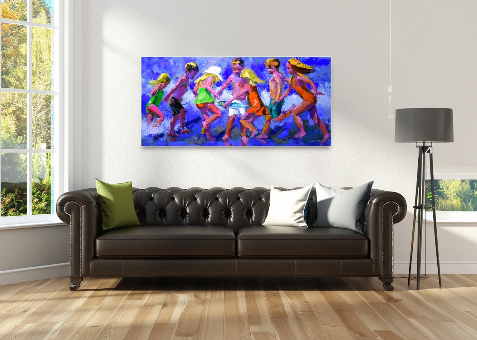 Fun at the Seaside 80x170cm Oil on Canvas