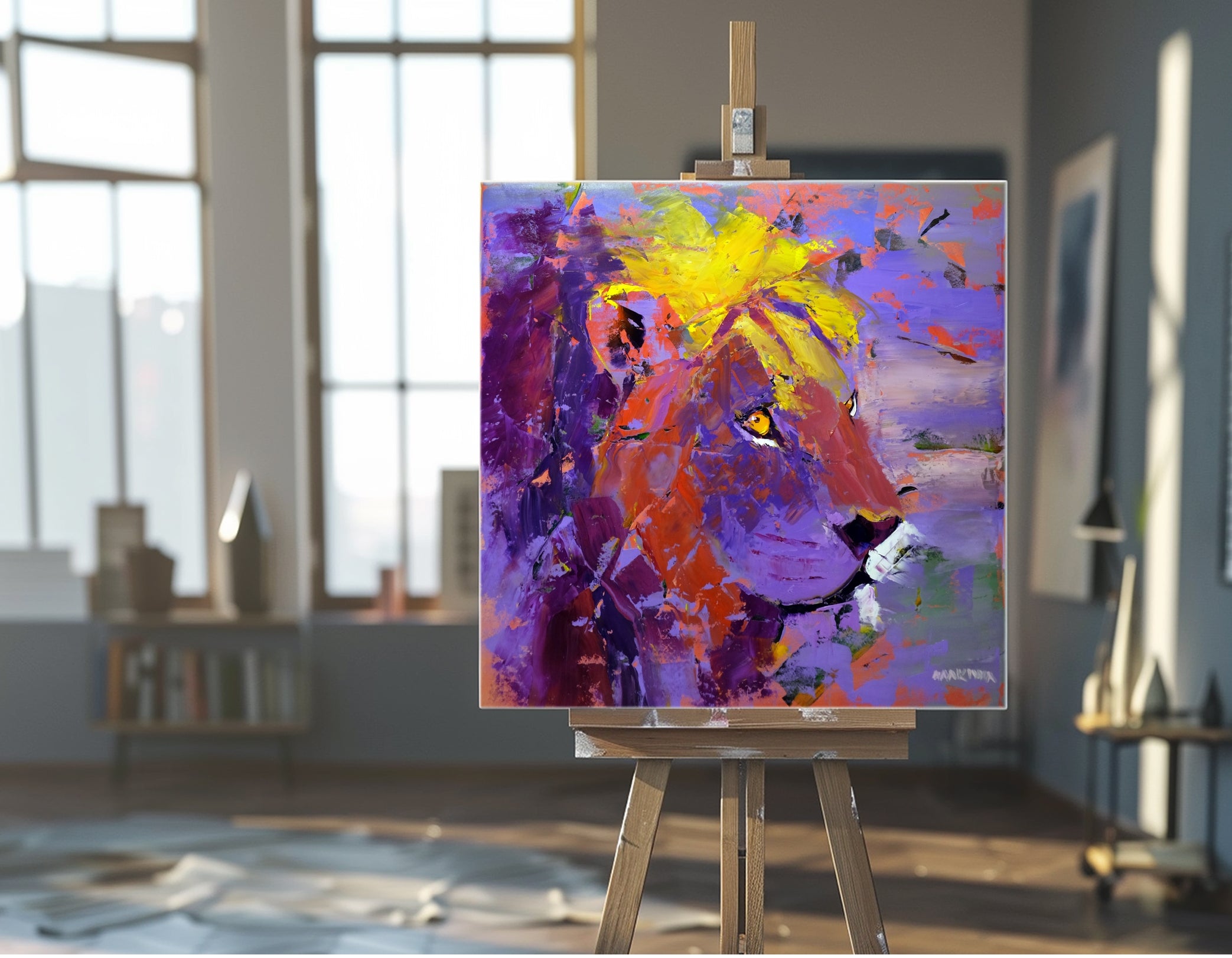 Lion Territory 80x80cm Oil on Canvas