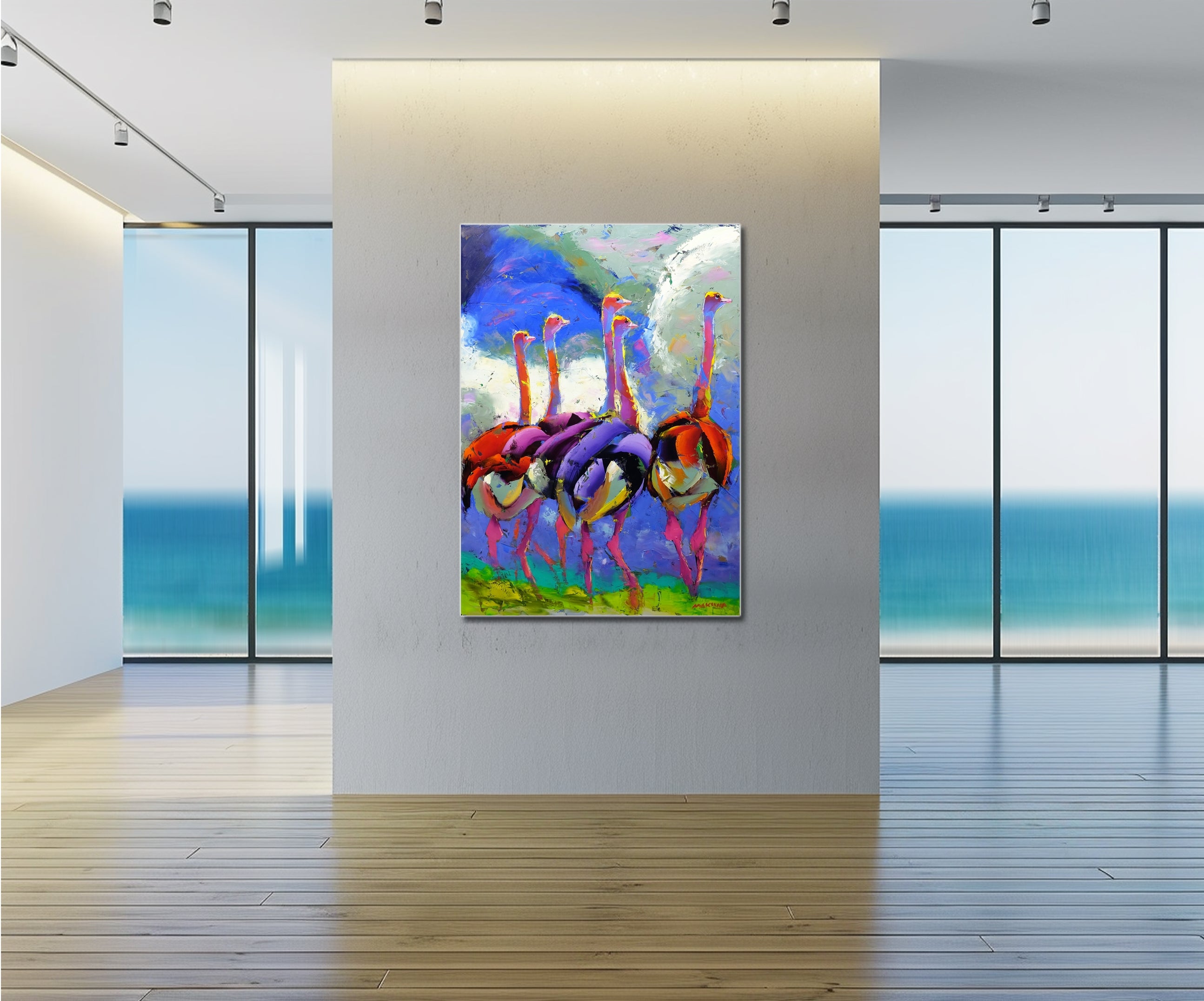 Young Ostriches 140x100cm Oil on Canvas