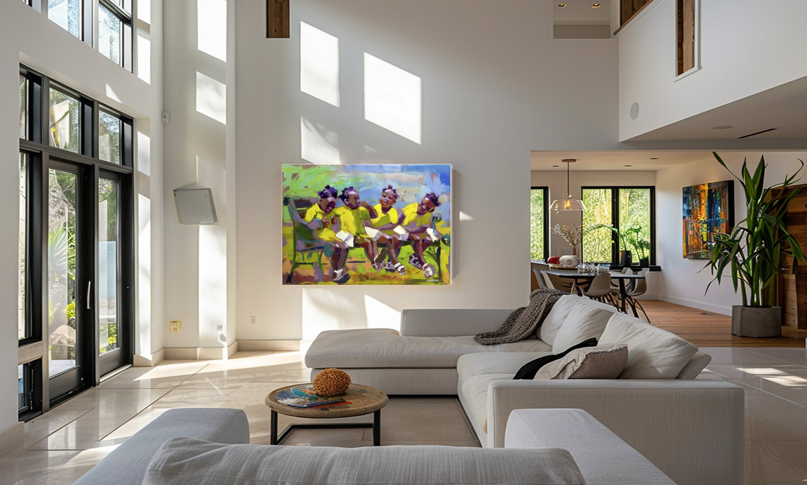 The Kids on the Bench 100x140cm Oil on Canvas