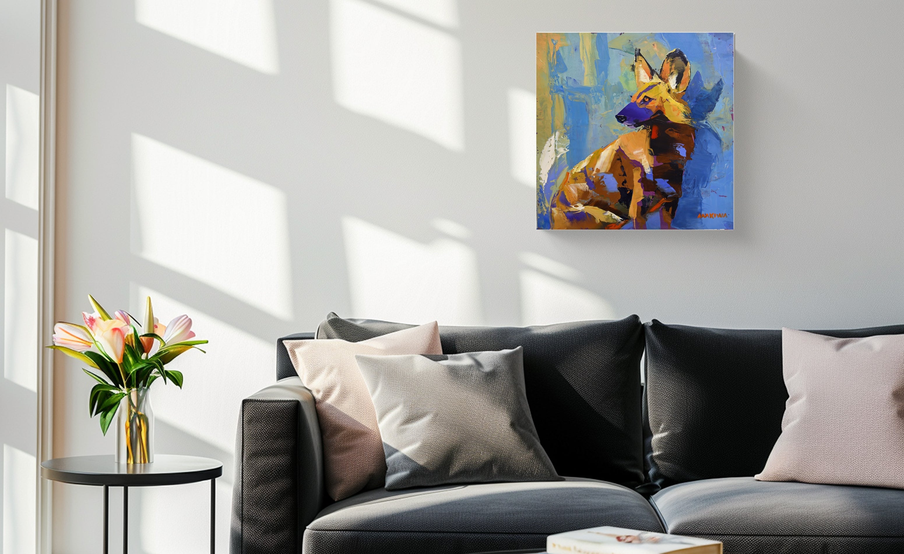 Wild Dog Moment 55x55cm Acrylic on Canvas