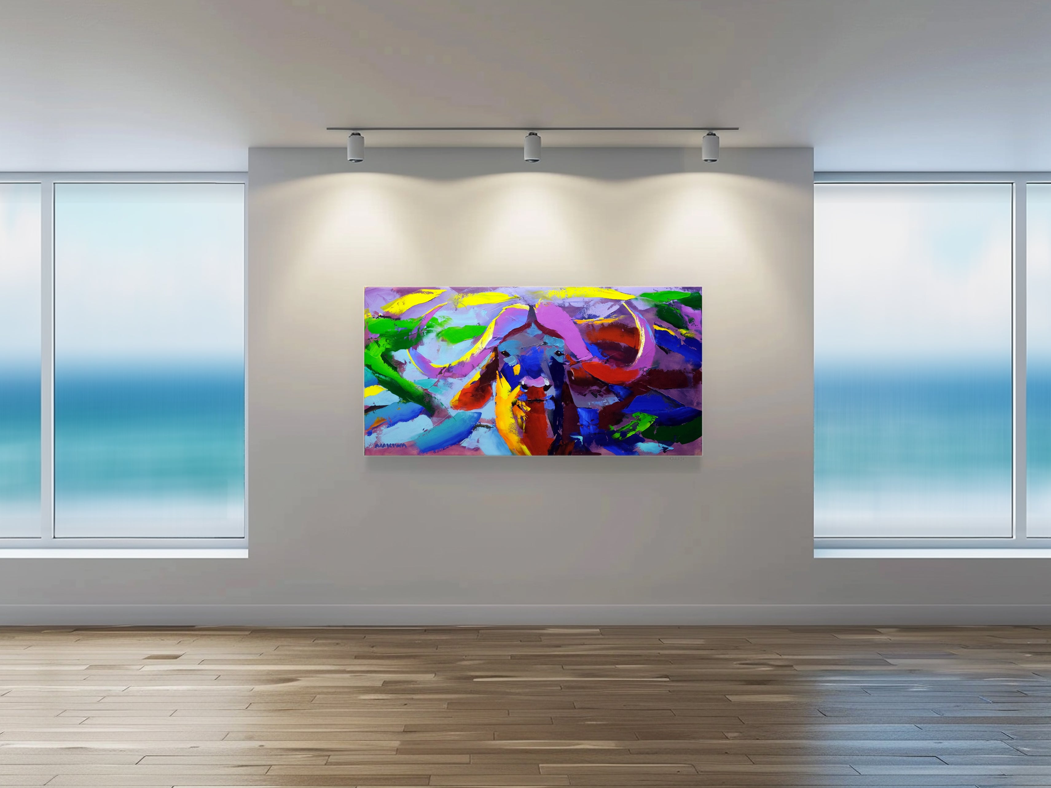 Buffalo Gaze 60x120cm Oil on Canvas