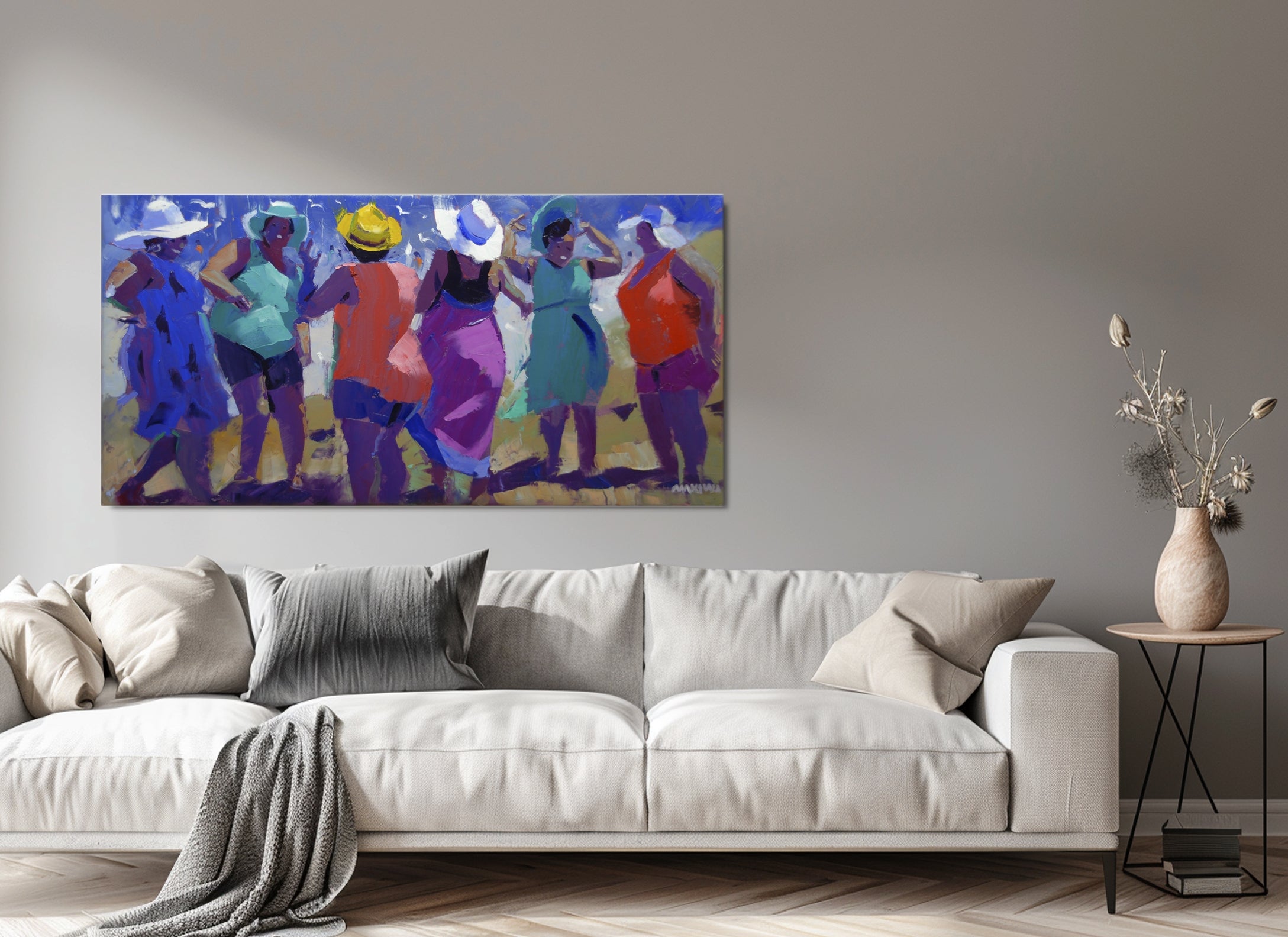 Mamas at the Beach 60x120cm Oil on Canvas