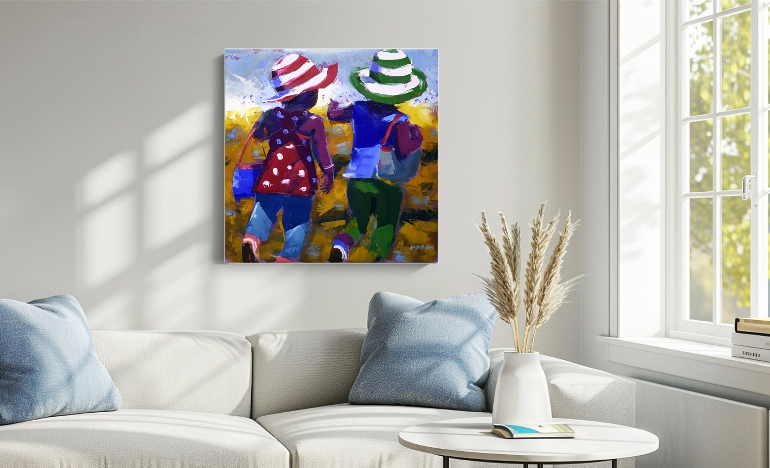 The Beach Outing 55x55cm Oil on Canvas