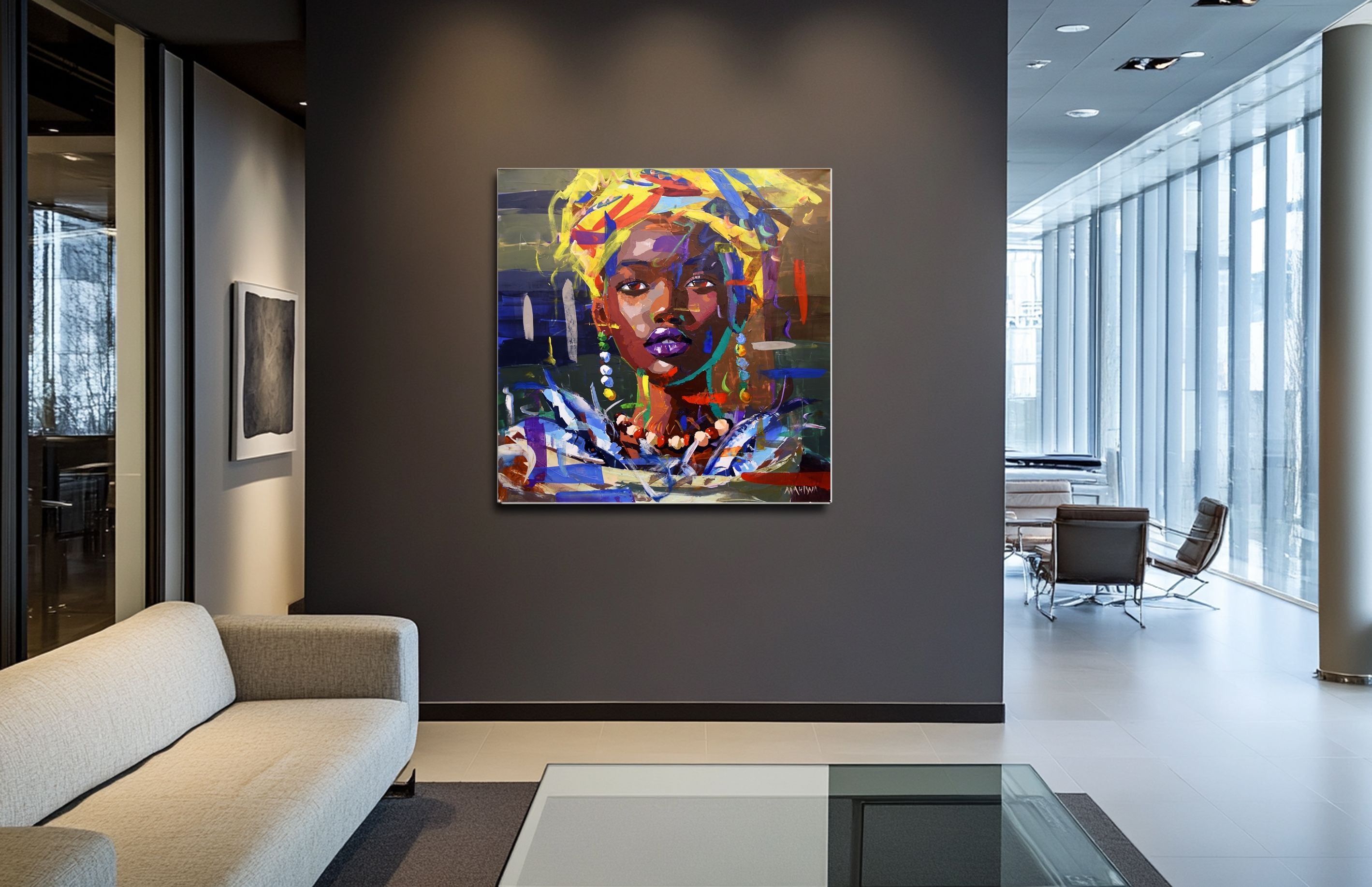 Woman By The Sea  120x120cm Acrylic on Canvas
