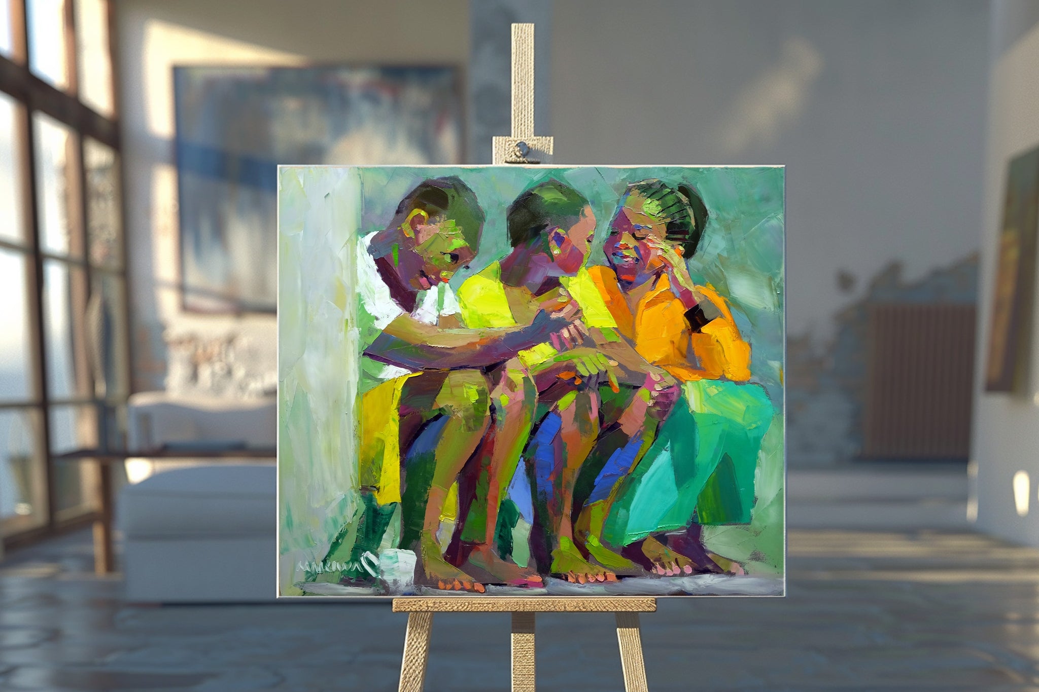 Girl Talk 68x80cm Oil on Canvas