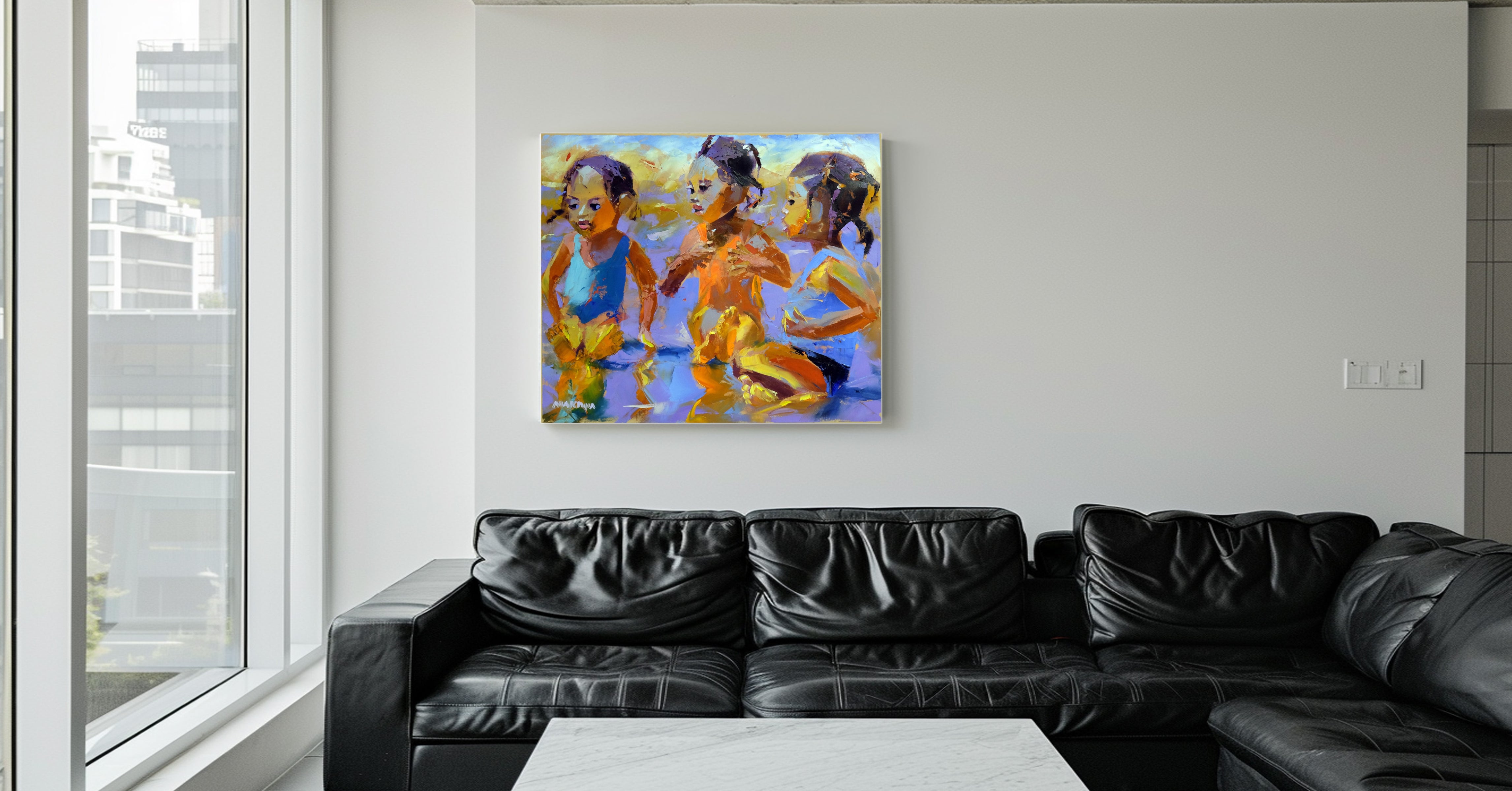 Three Little Friends 68x80cm Oil on Canvas