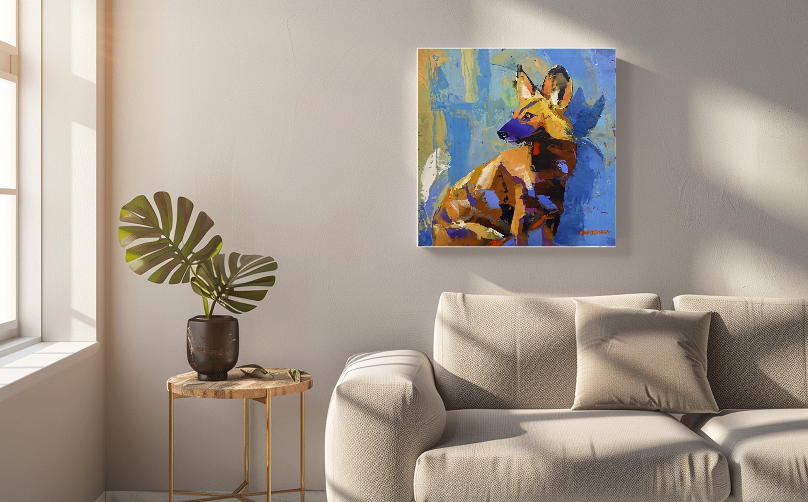 Wild Dog Moment 55x55cm Acrylic on Canvas