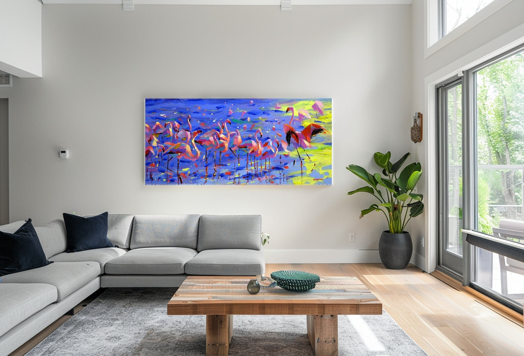 Flamingos 180x80cm Acrylic on Canvas