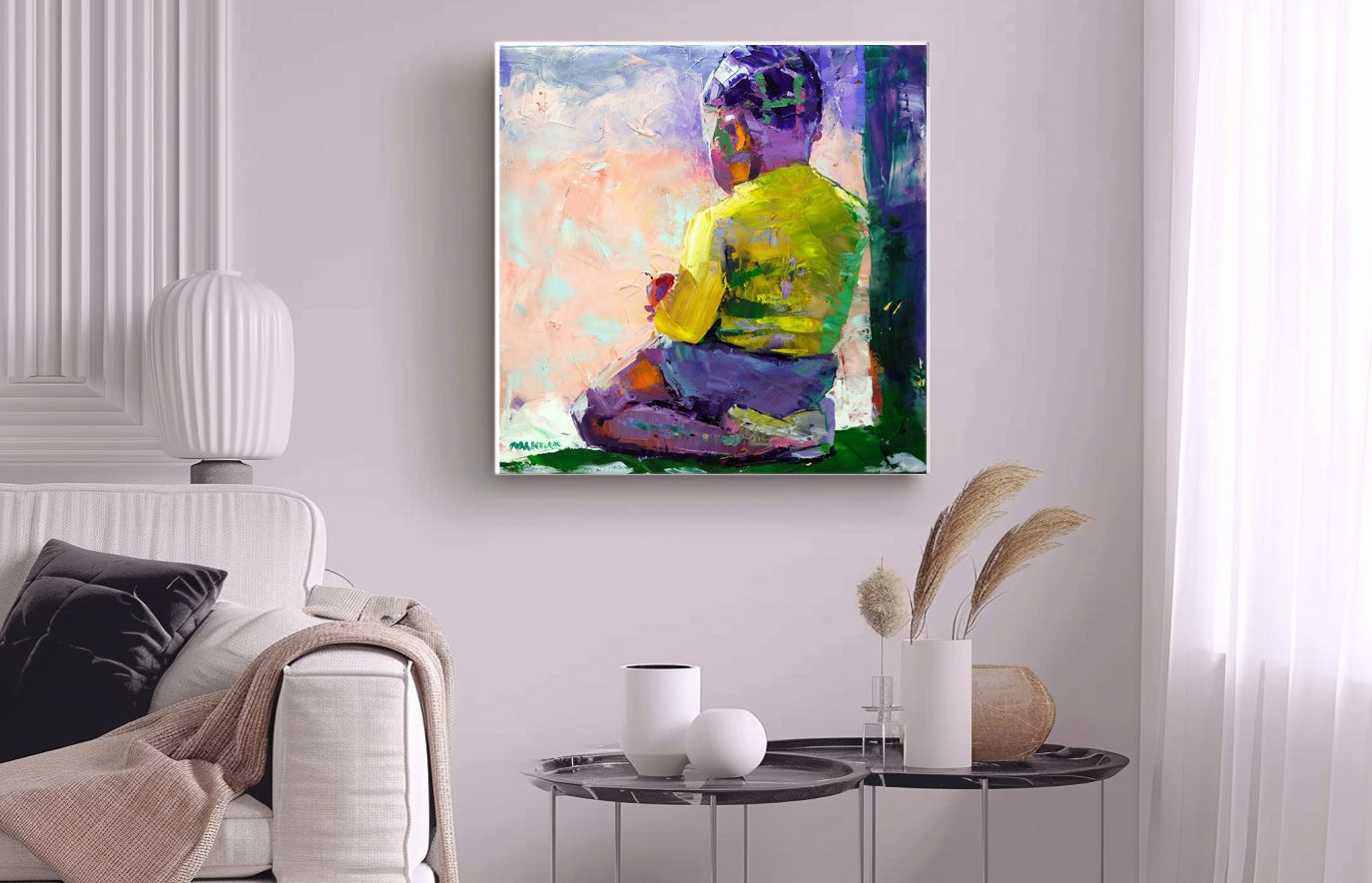 Pondering 55x55cm Oil on Canvas