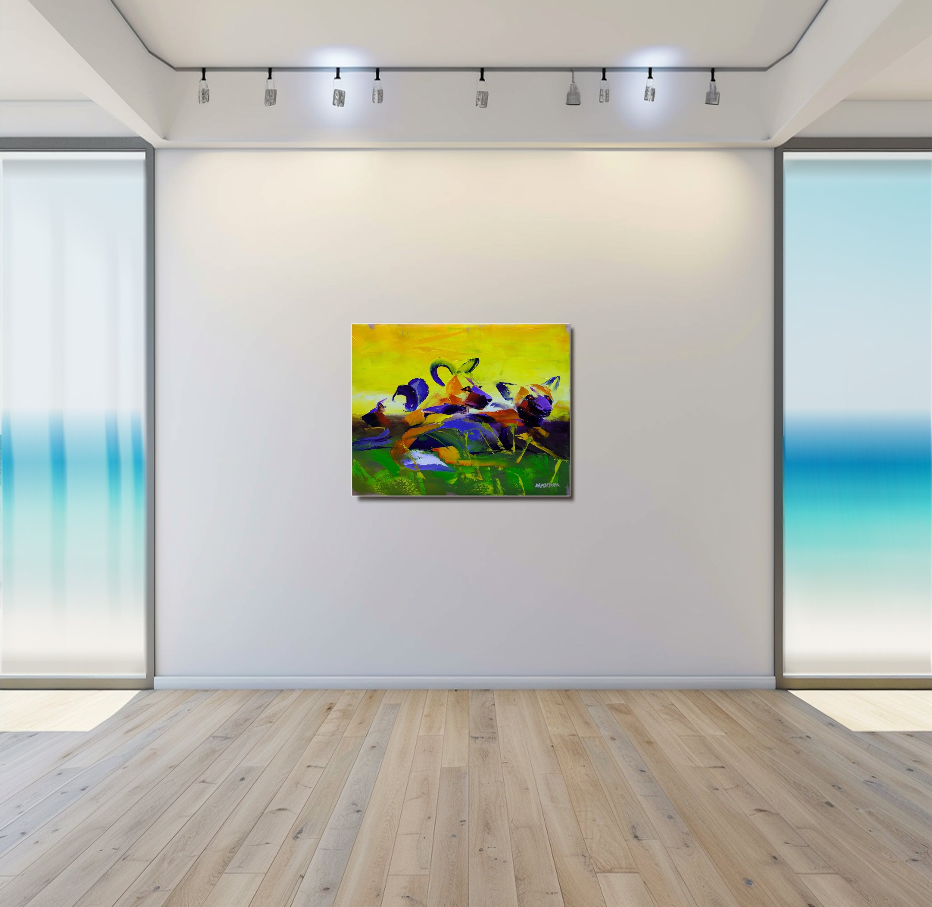 The Wild Dogs at Sunset 56x71cm Oil on Canvas