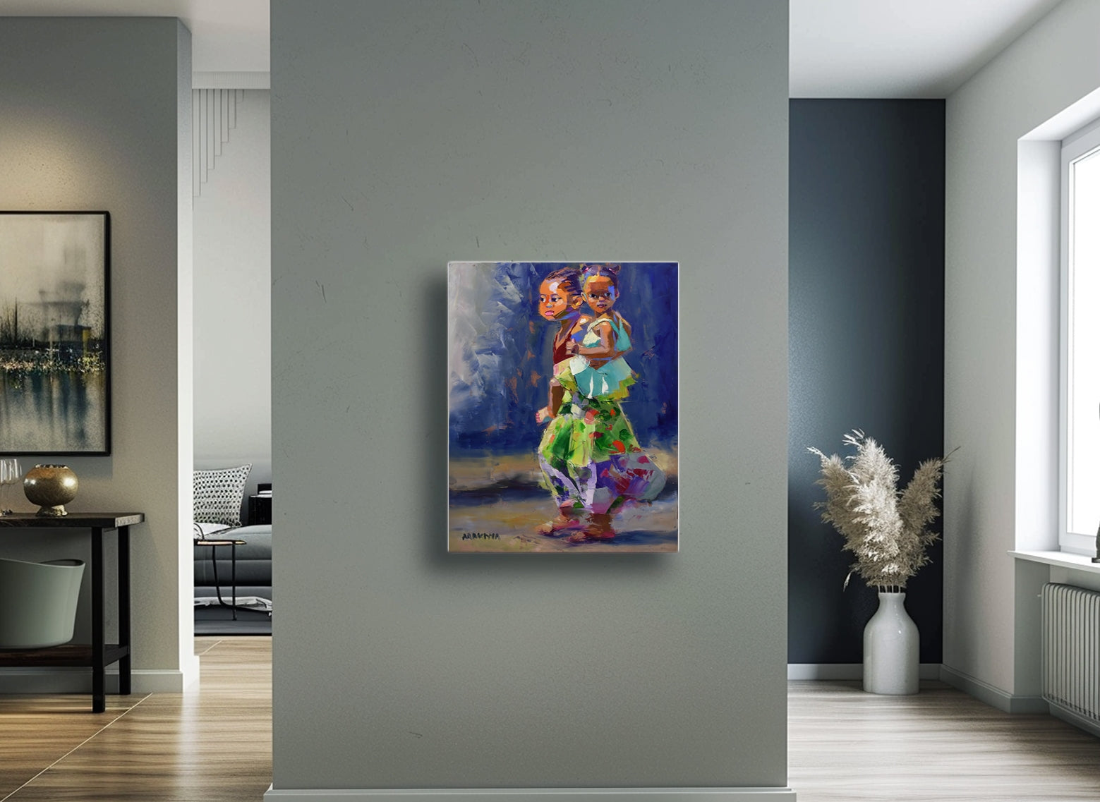 Siblings 71x56cm Oil on Canvas