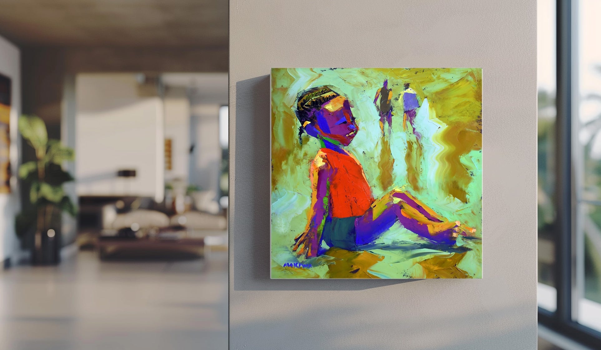 Sunset Kid 55x55cm Oil on Canvas