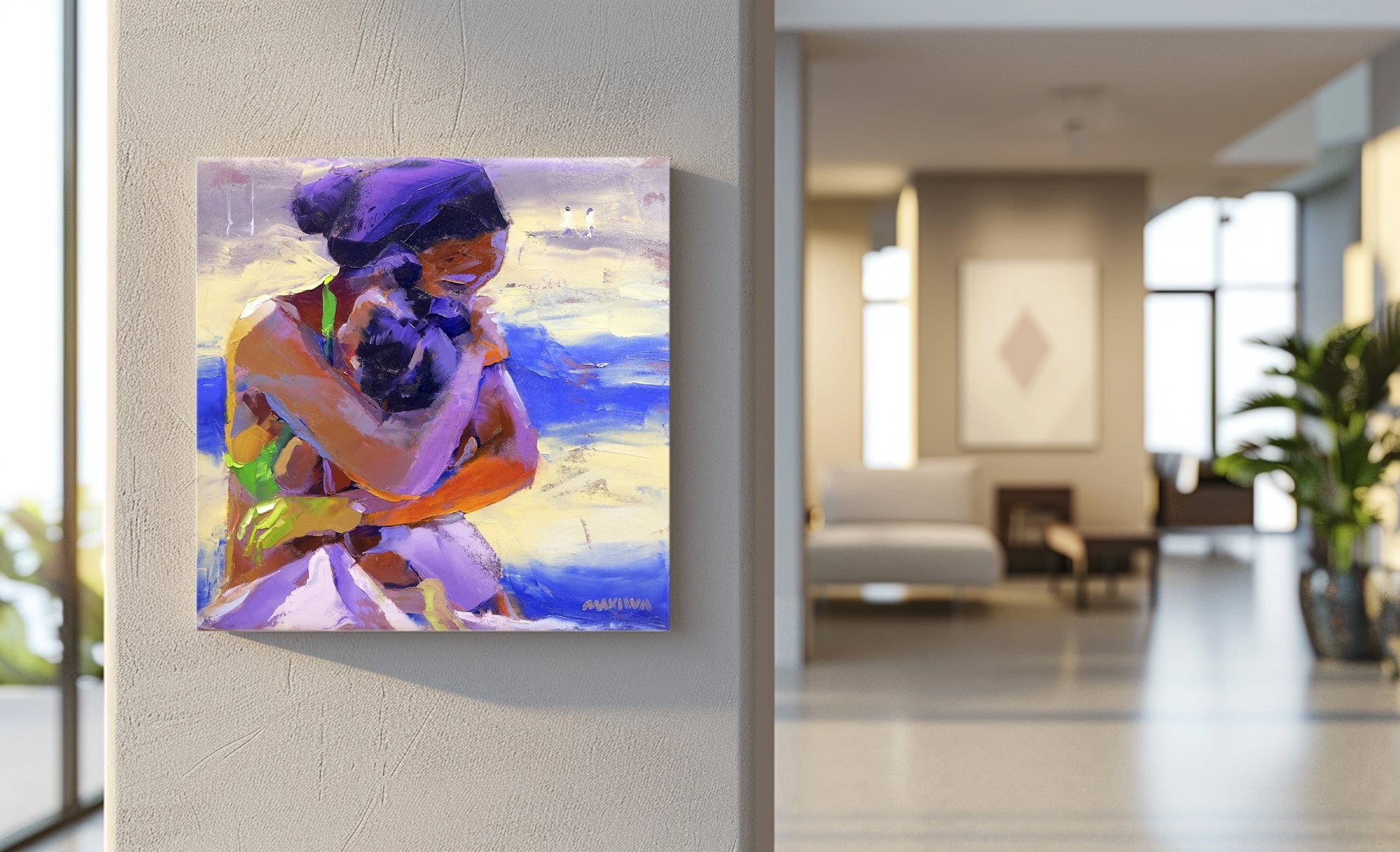 Motherly love 55x55cm Oil on Canvas