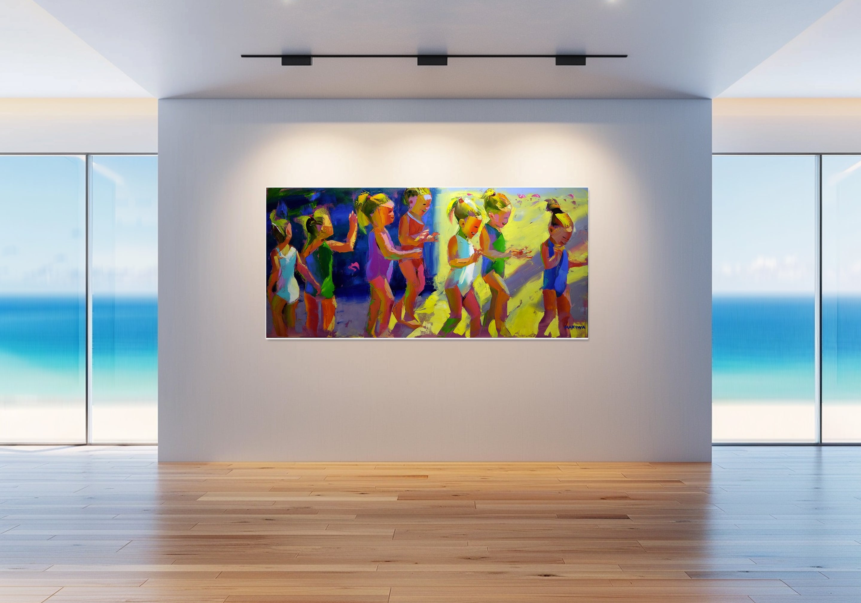 Going for a Swim 80x170cm Oil on Canvas