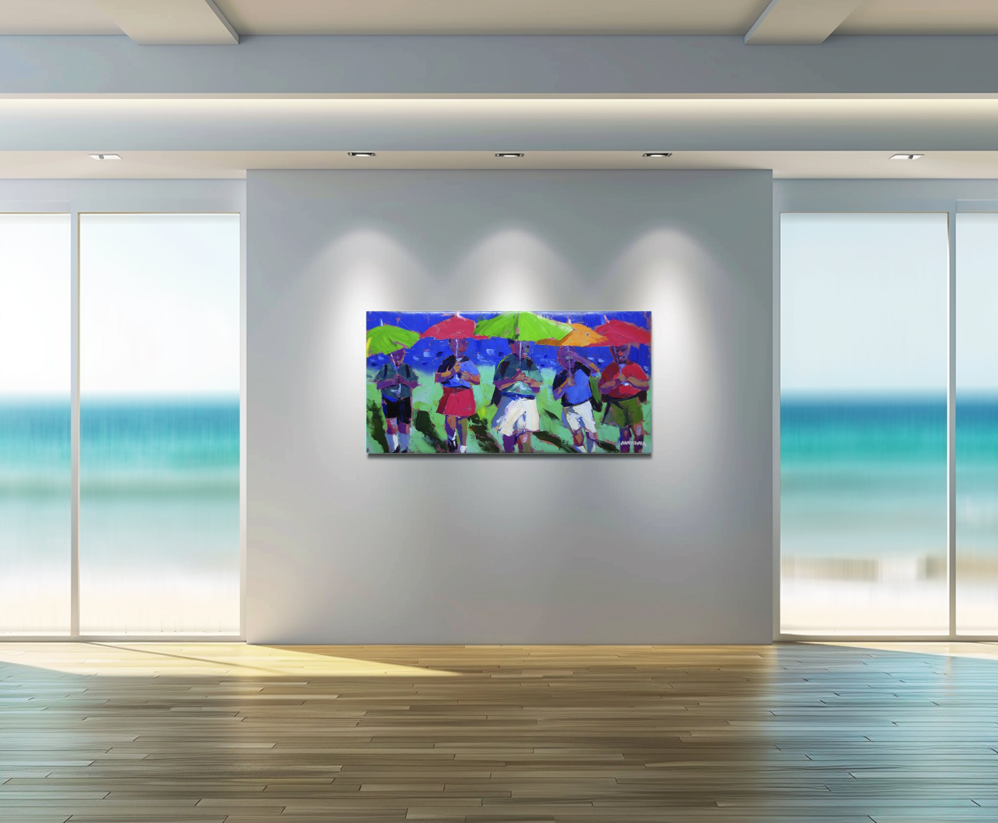 Umbrellas 60x120cm Oil on Canvas