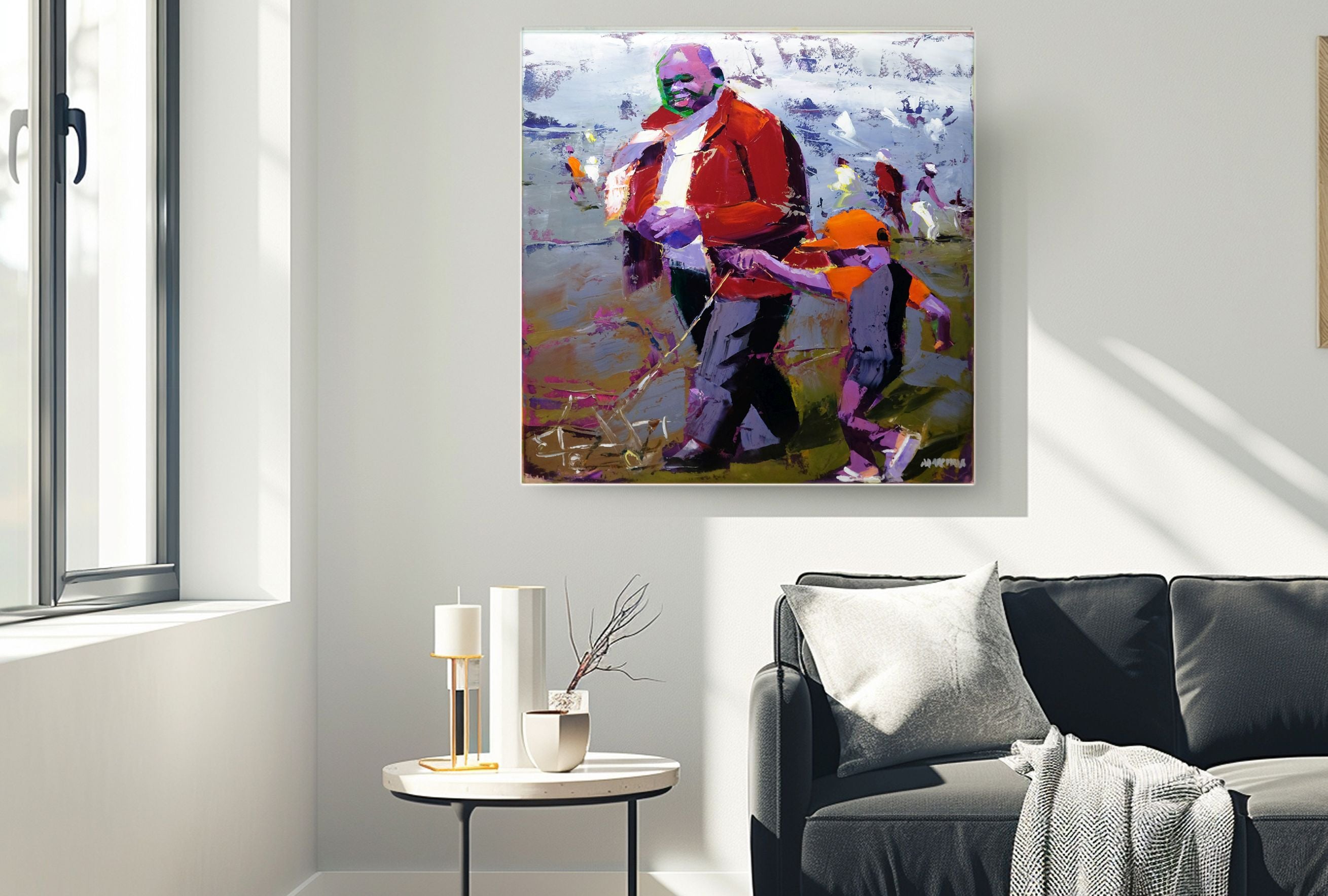 Father and Son 80x80cm Oil On Canvas