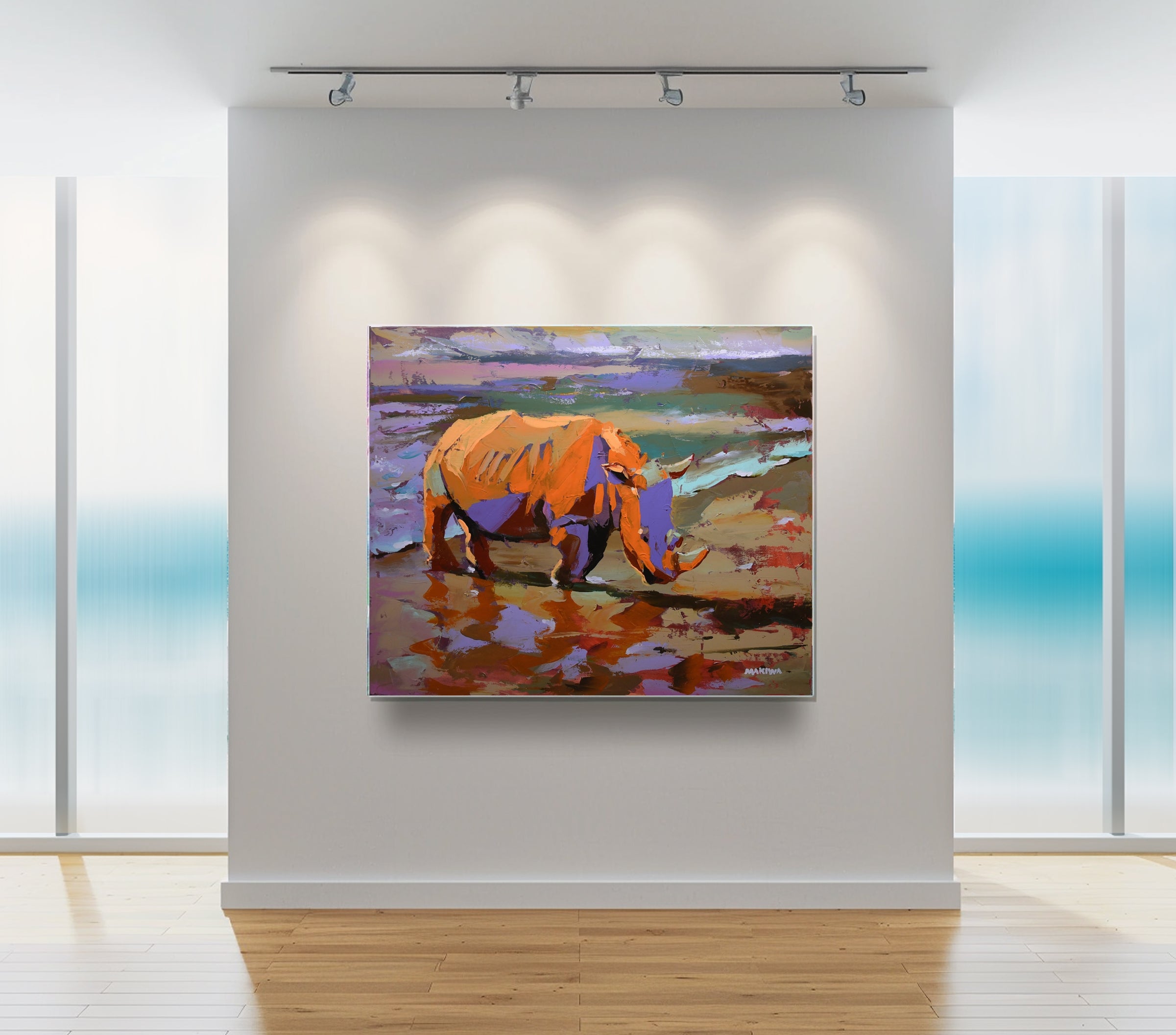 Rhino by the Sea 100x120cm Acrylic on Canvas