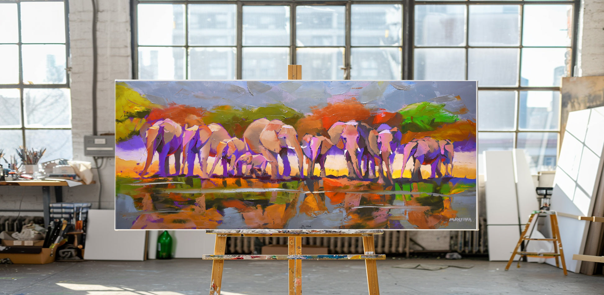 Still Waters 70x170cm Oil On Canvas