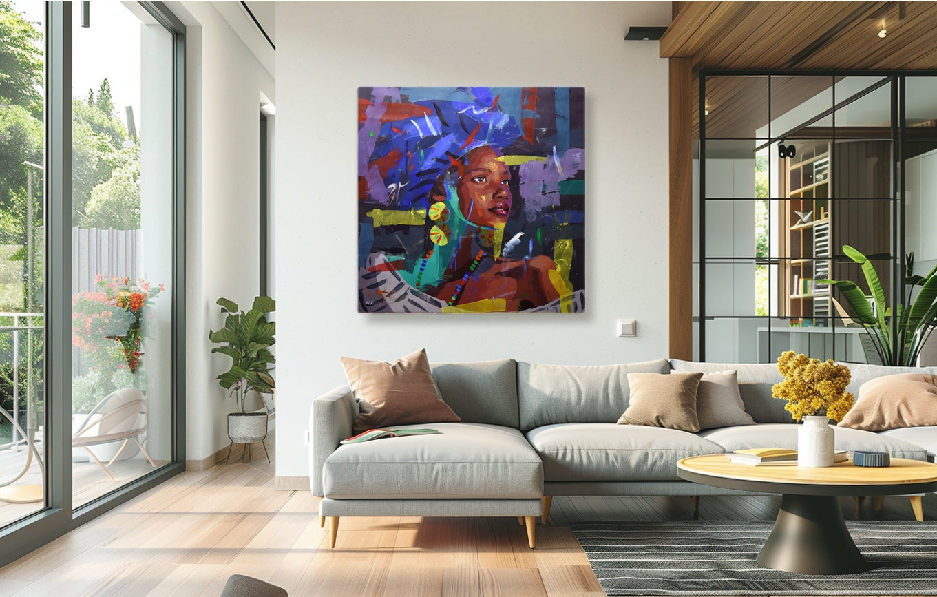 Mahlatsi - Blessed One 120x120cm Acrylic On Canvas