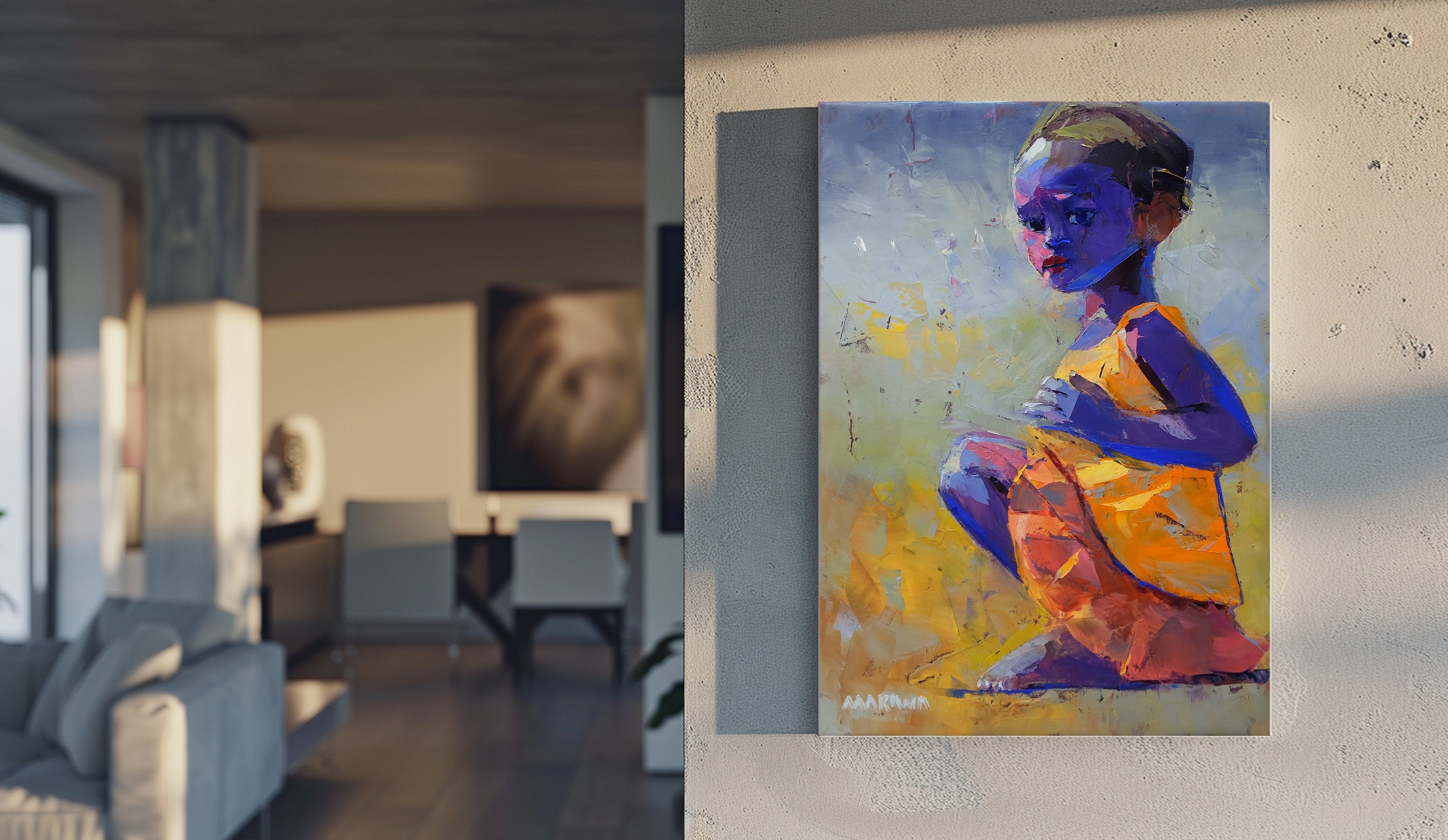 Girl in Orange 55x39cm Oil on Canvas
