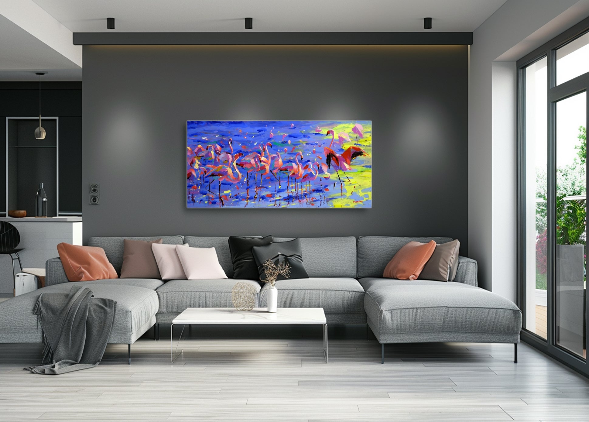Flamingos 180x80cm Acrylic on Canvas