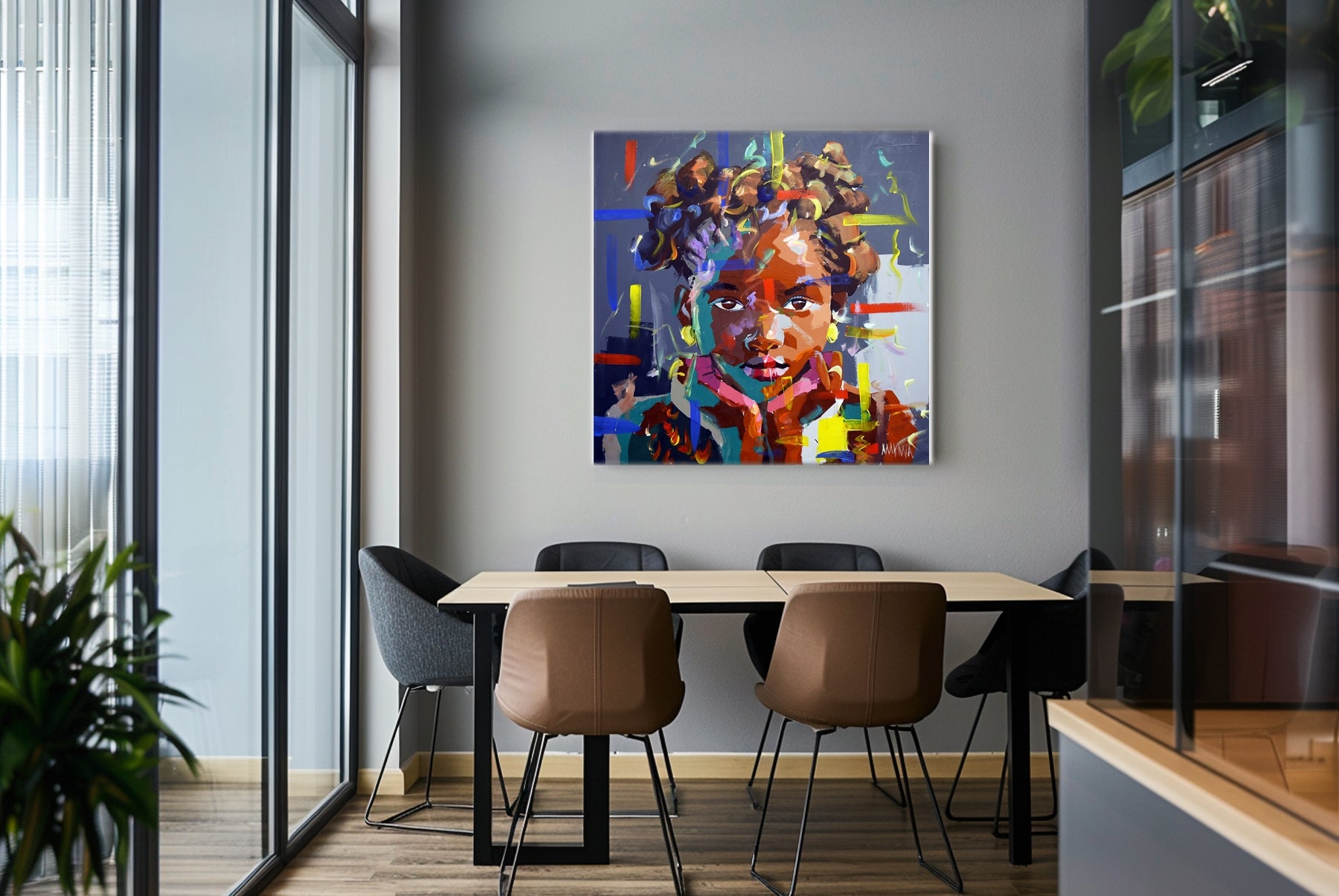 Pondering Child 100x100cm Acrylic on Canvas