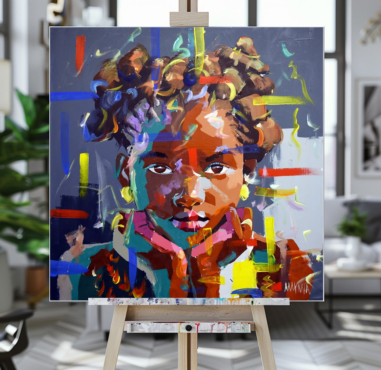 Pondering Child 100x100cm Acrylic on Canvas