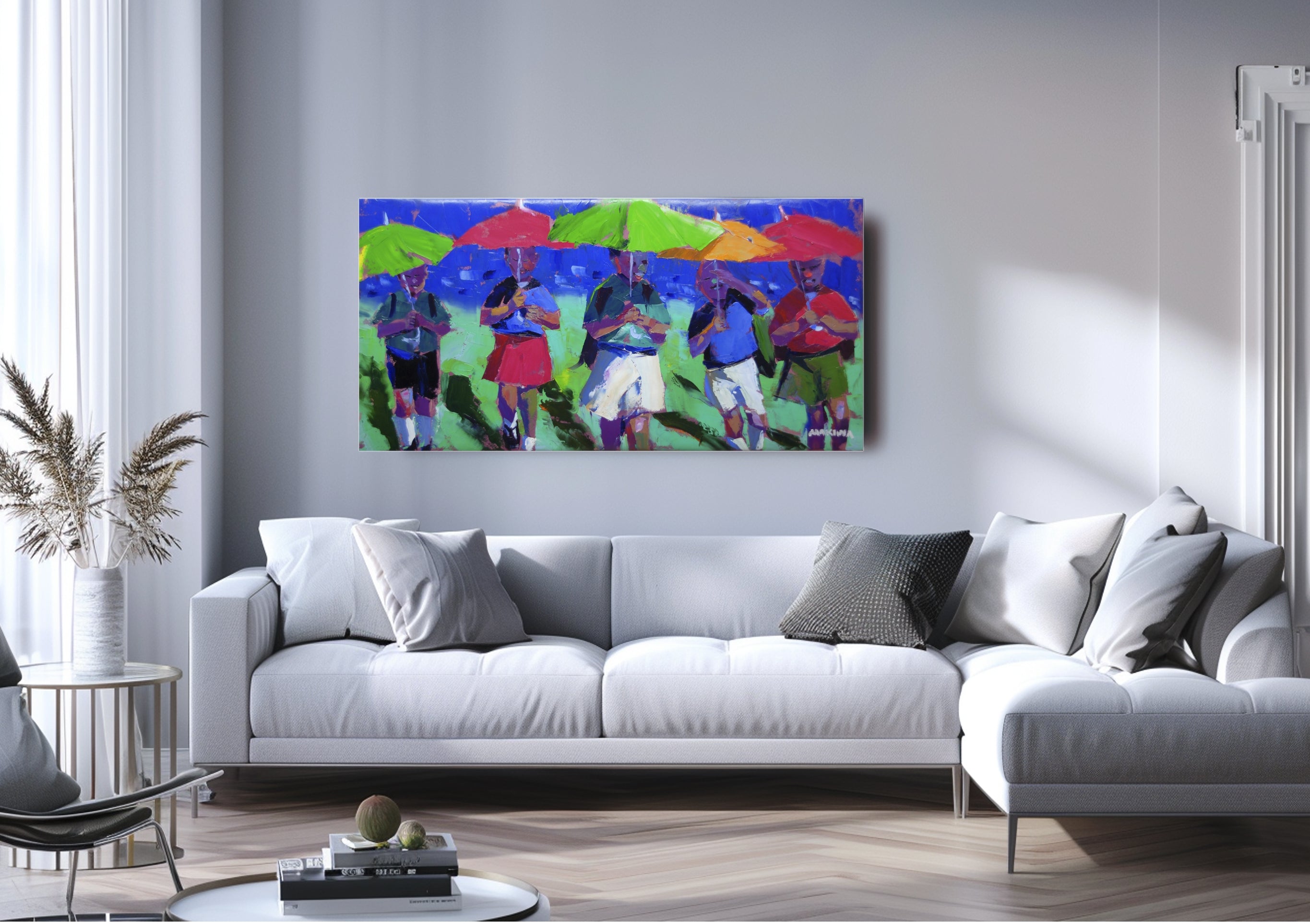 Umbrellas 60x120cm Oil on Canvas