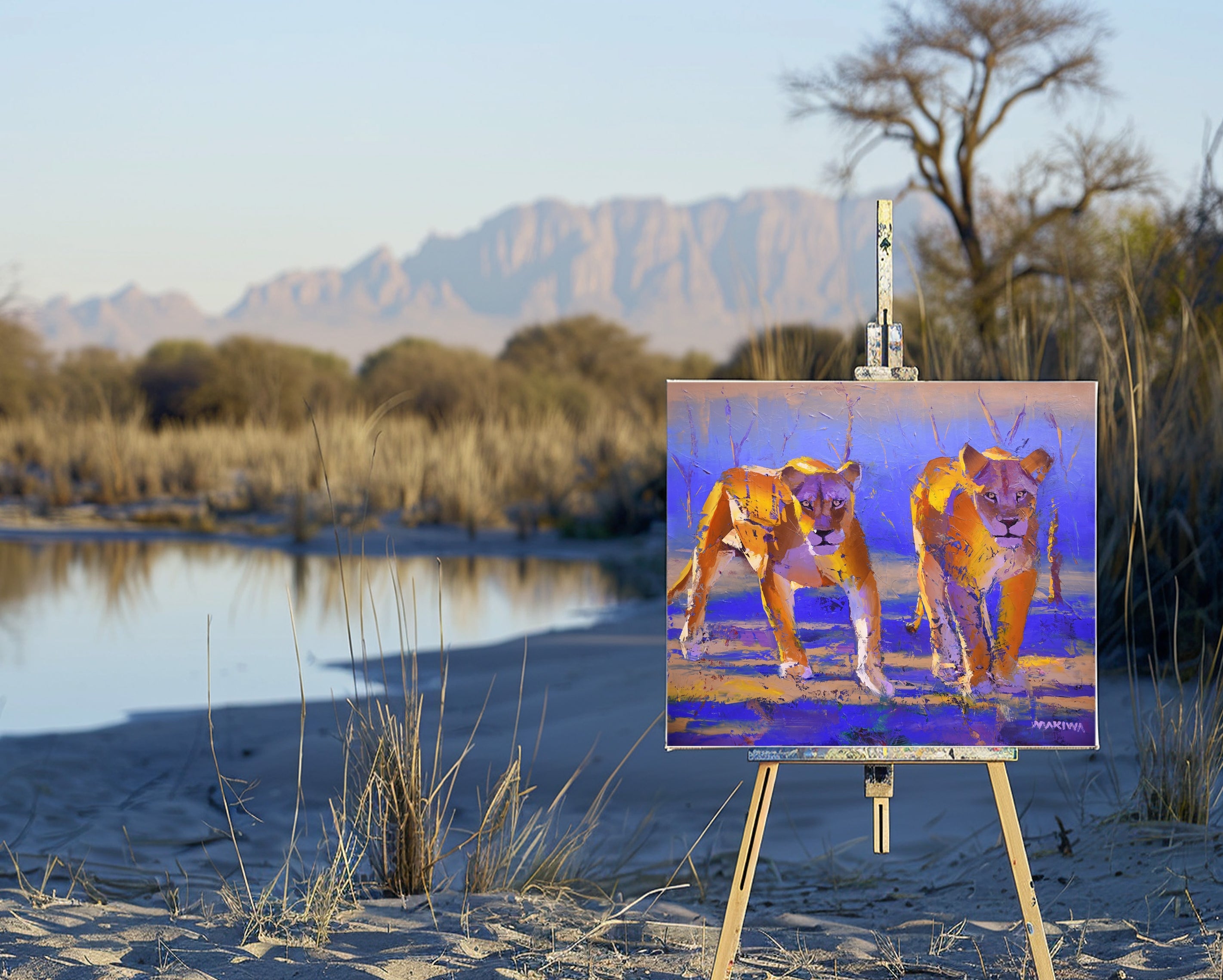 Morning Hunt 68x80cm Oil On Canvas