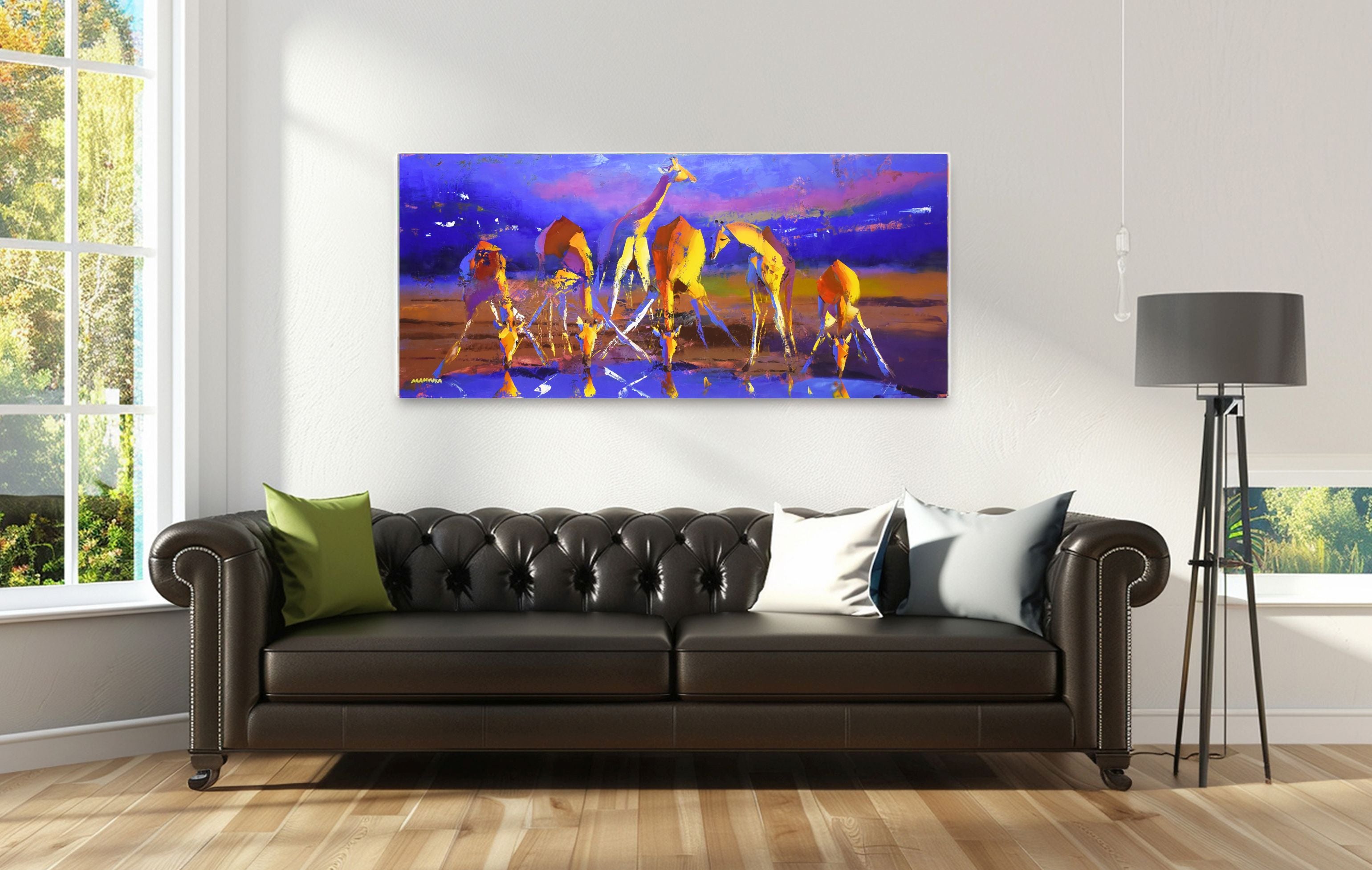 The Gathering at Dusk 76x170cm Oil On Canvas
