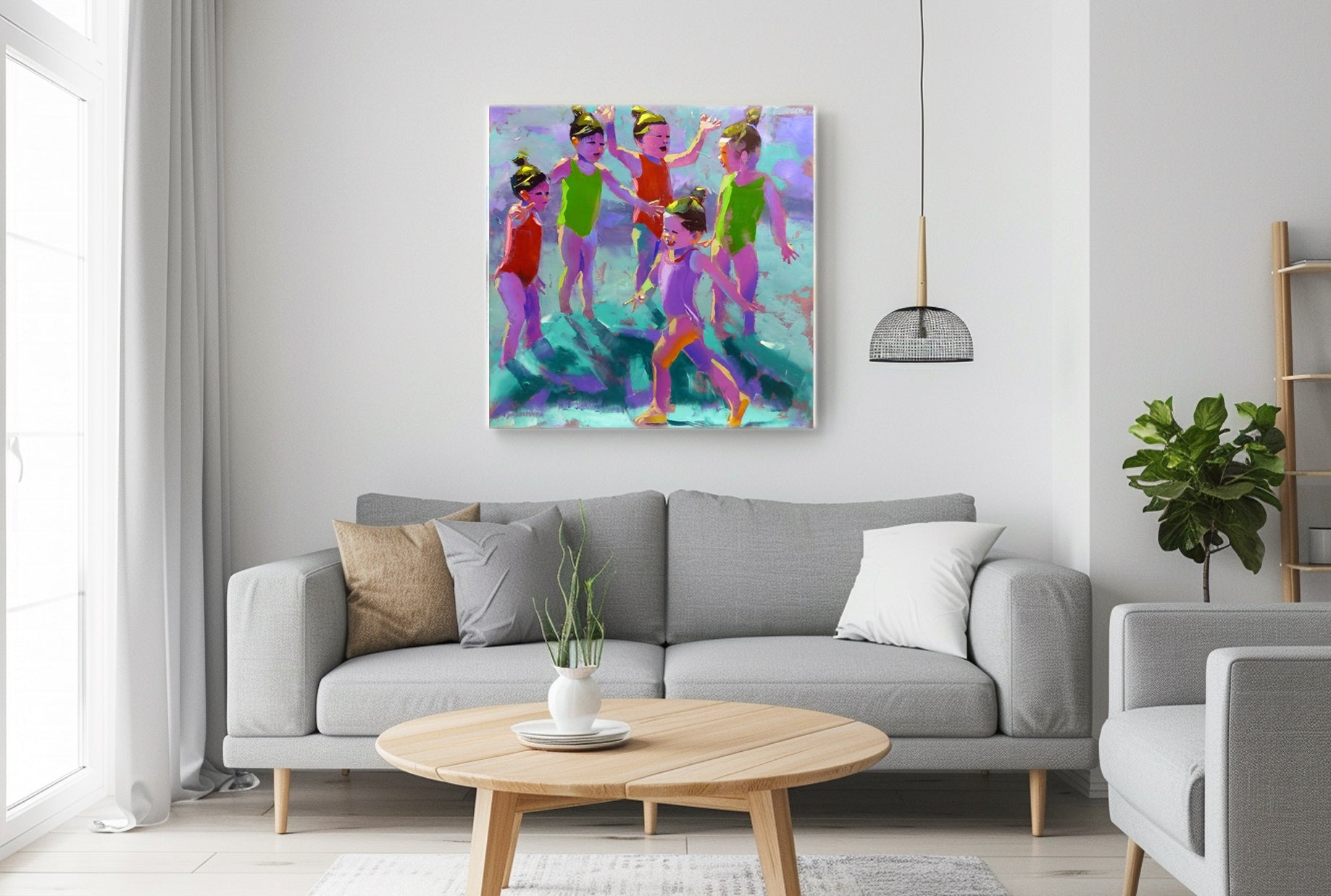 Seaside Games 100x100cm Oil on Canvas