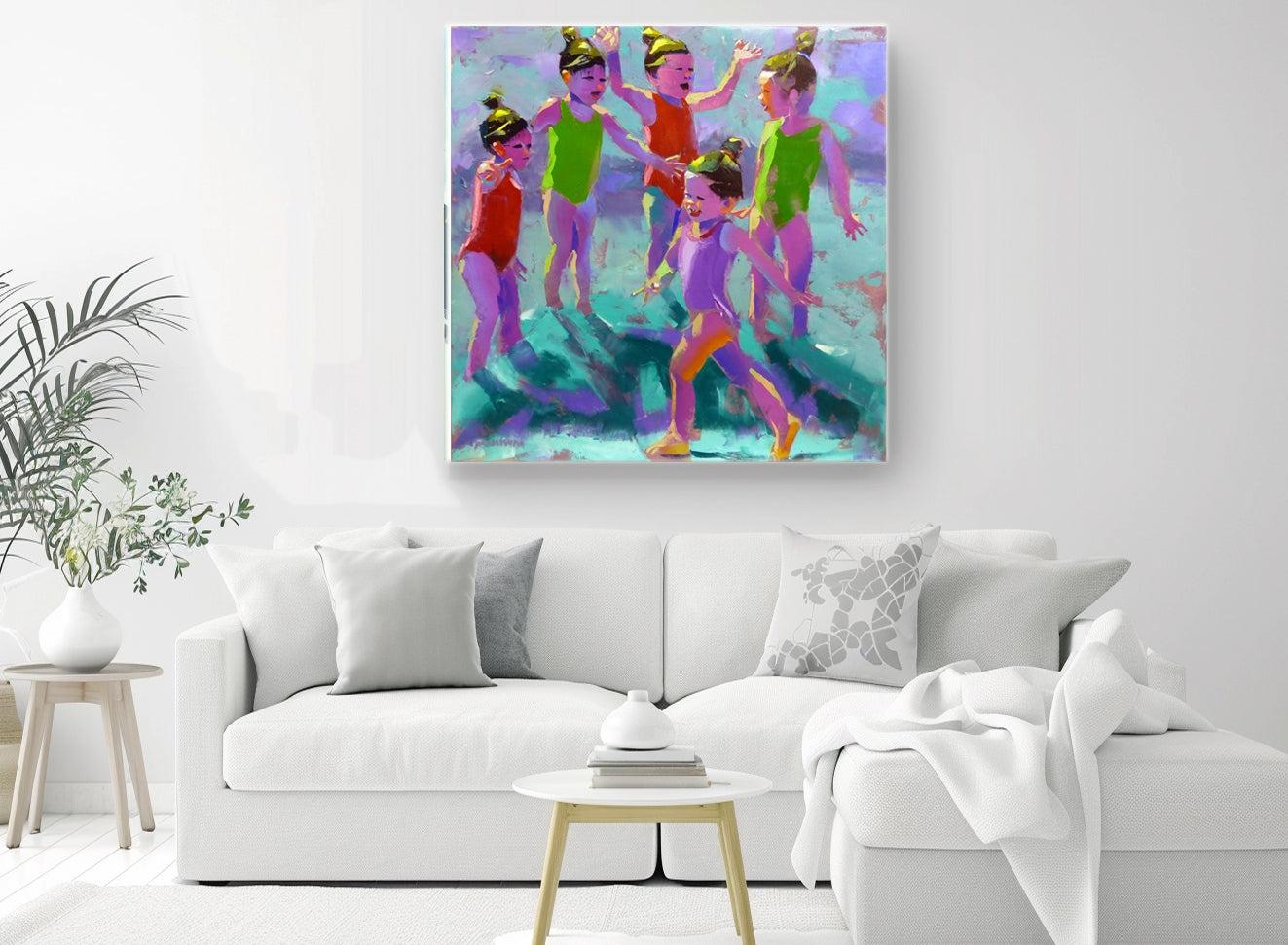 Seaside Games 100x100cm Oil on Canvas