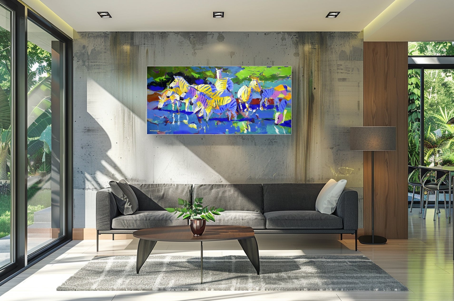 Blue Oasis 80x170cm Oil on Canvas