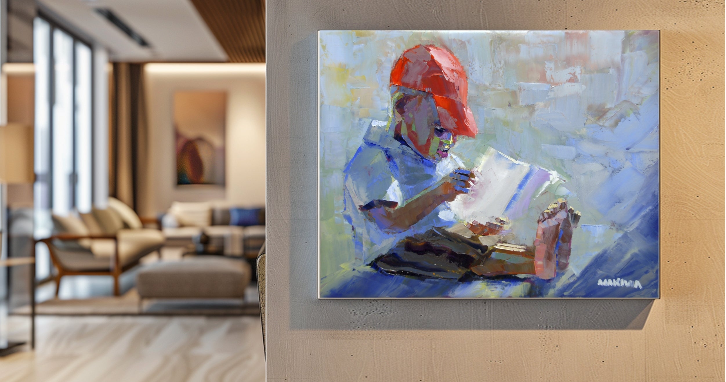 The Reading Boy 56x71cm Oil on Canvas