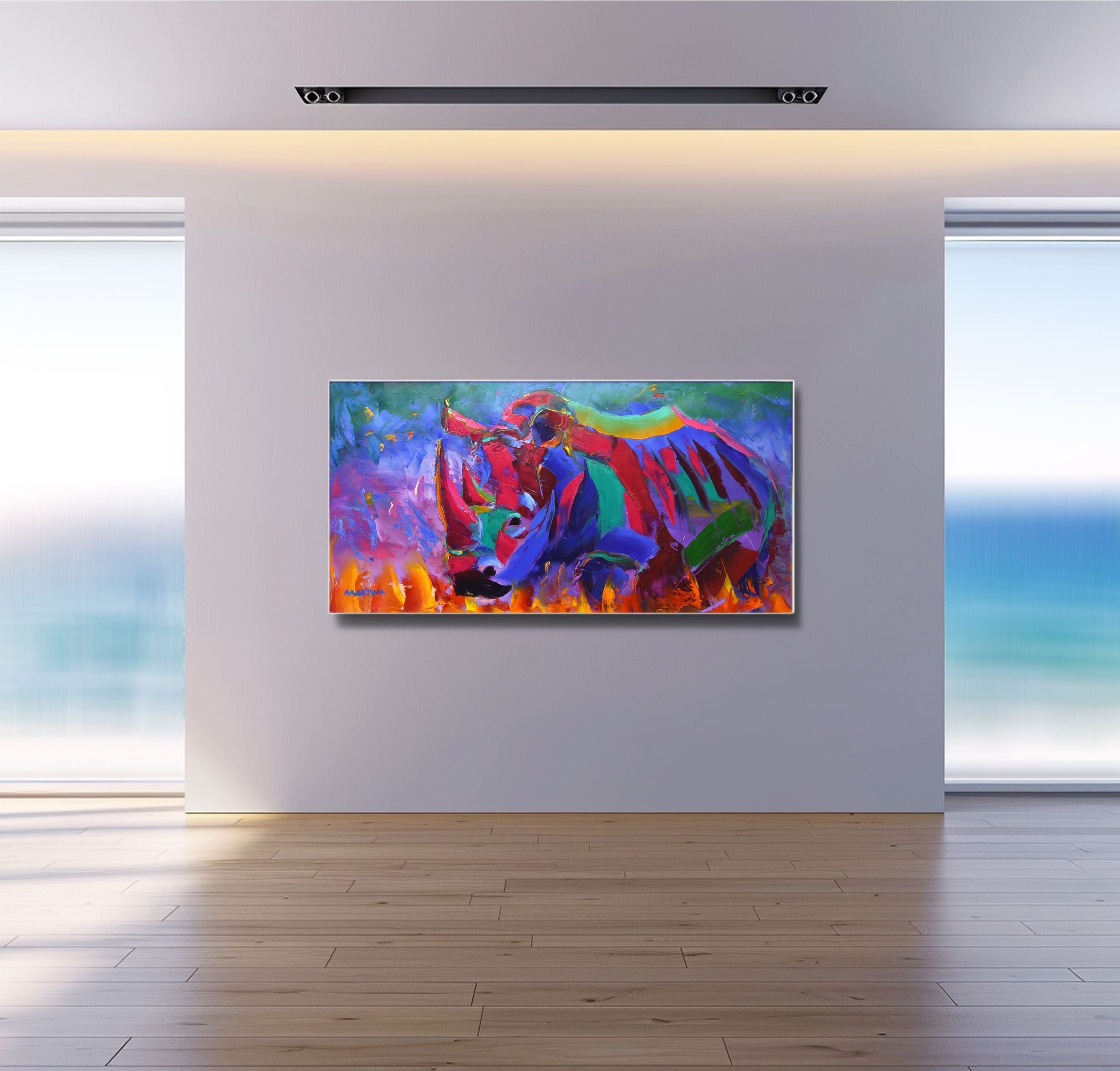 Fire in the Frame 60x120cm Oil On Canvas