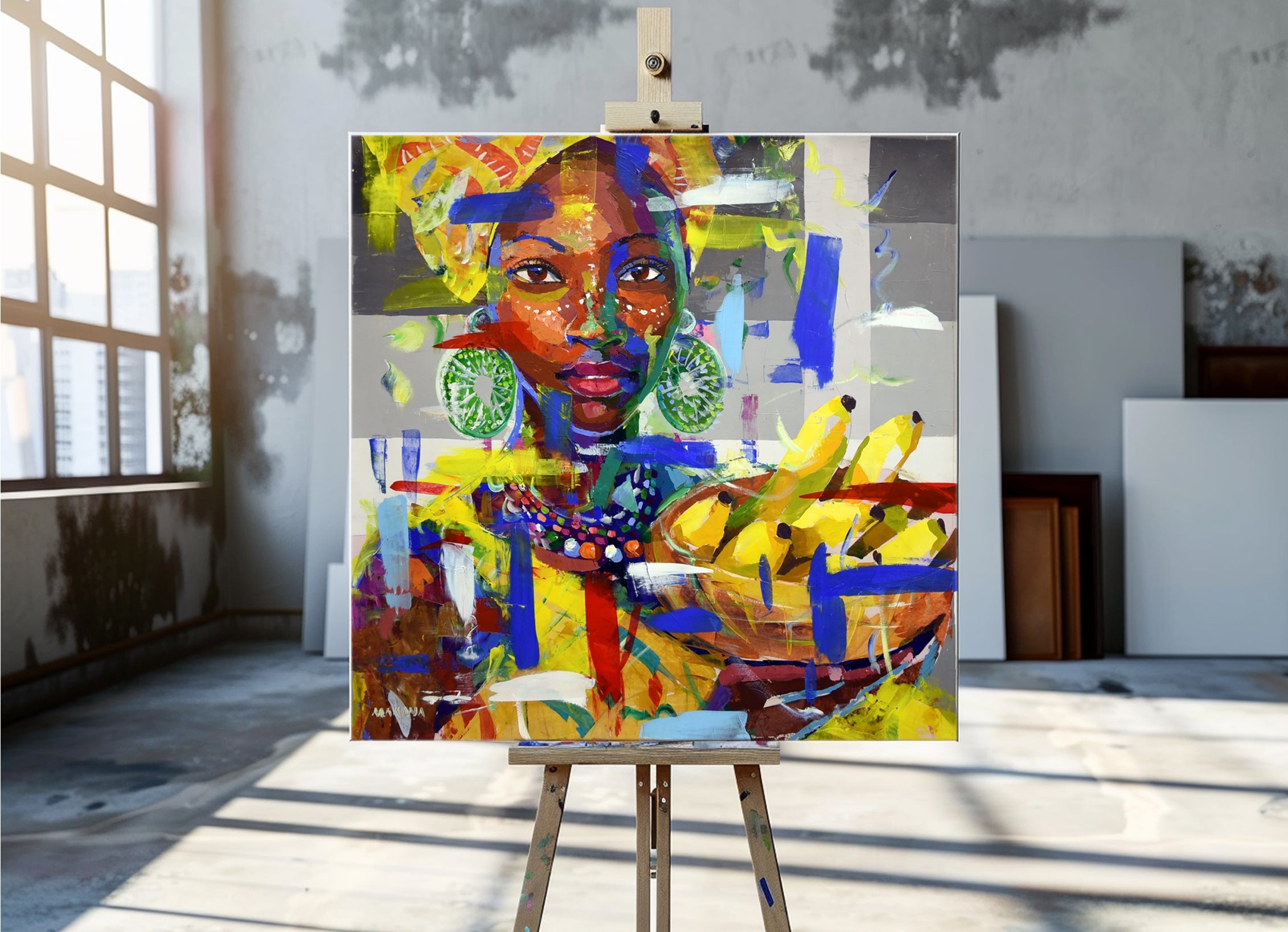 The Banana Lady 120x120cm Acrylic on Canvas