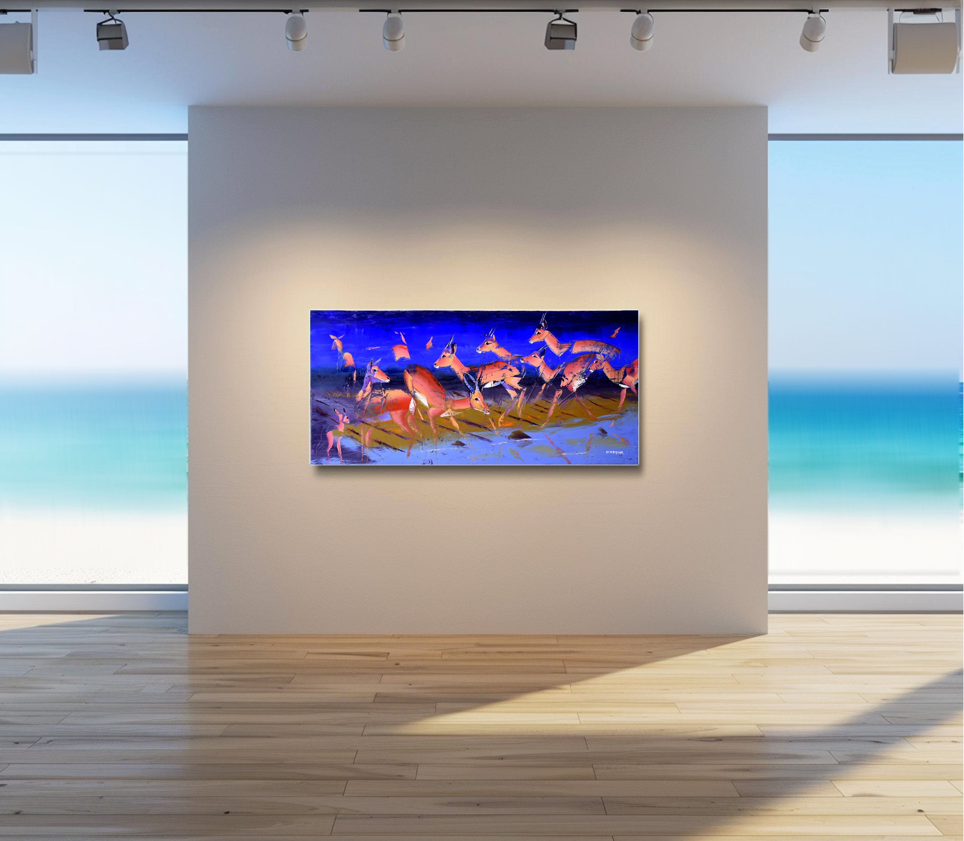 Impalas By The River 80x170cm