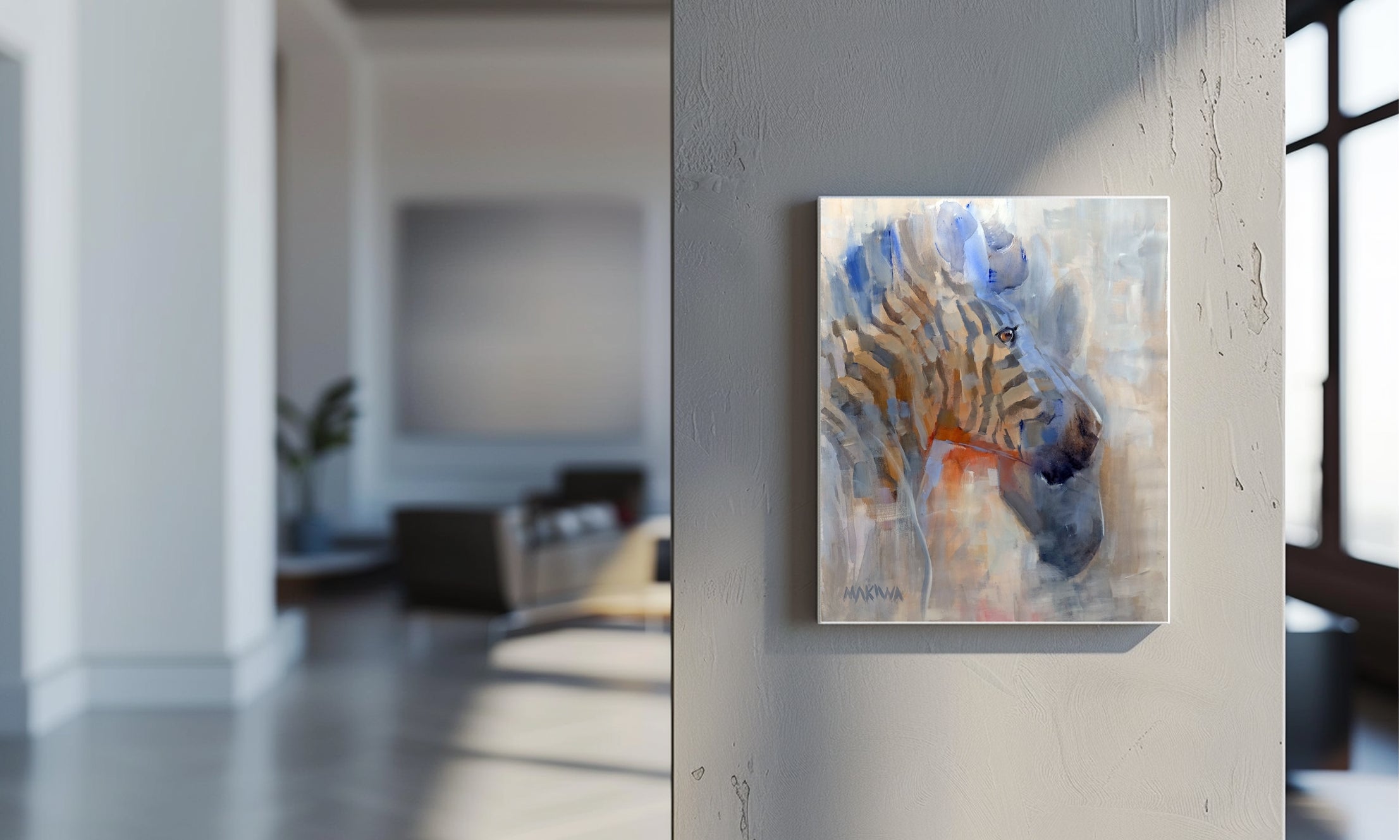 Zebra Moment  55x45cm Acrylic on Canvas