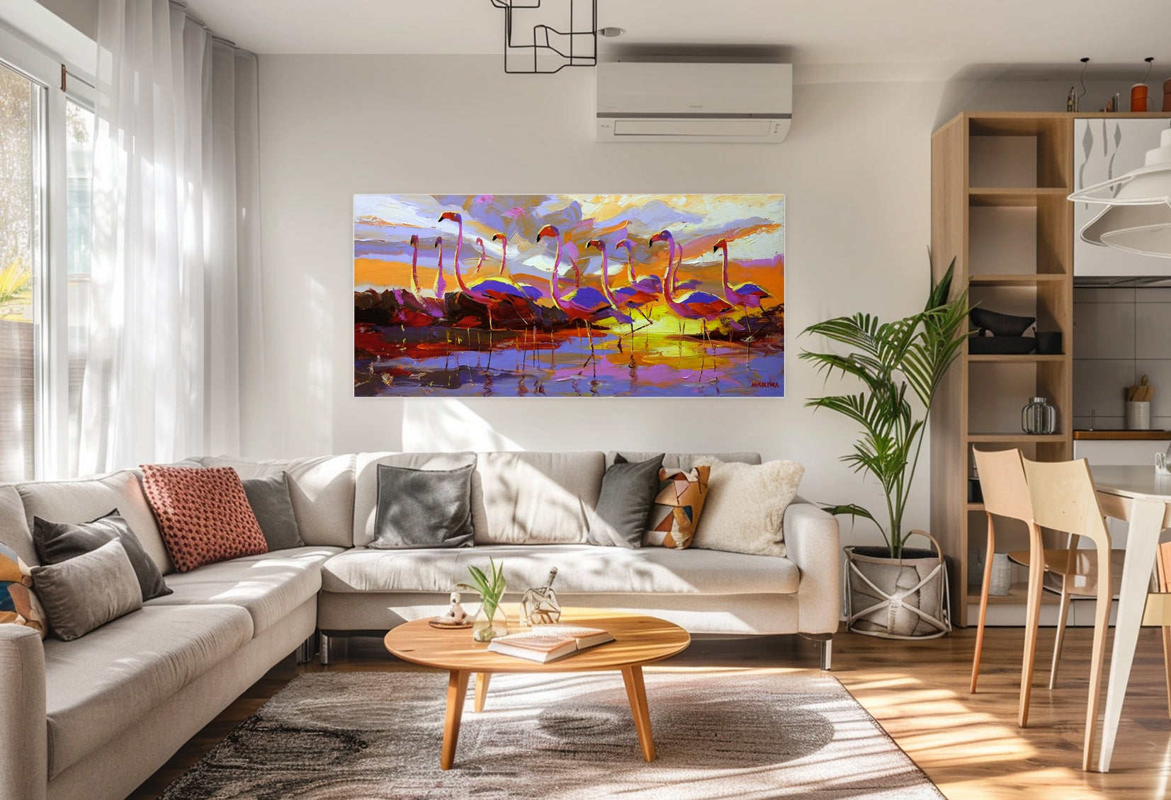 Flamingo Sunset 180x80cm Oil on Canvas