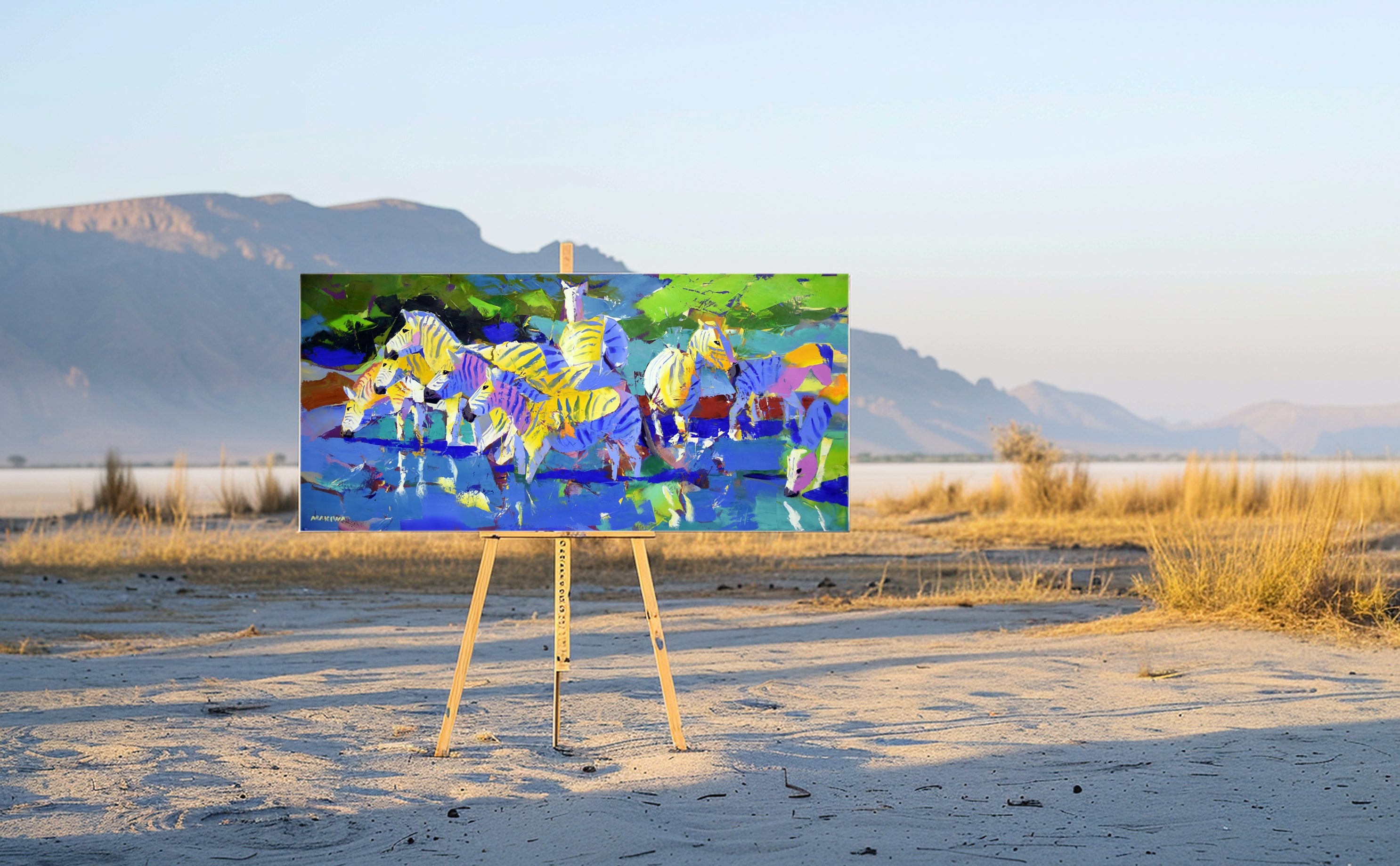 Blue Oasis 80x170cm Oil on Canvas