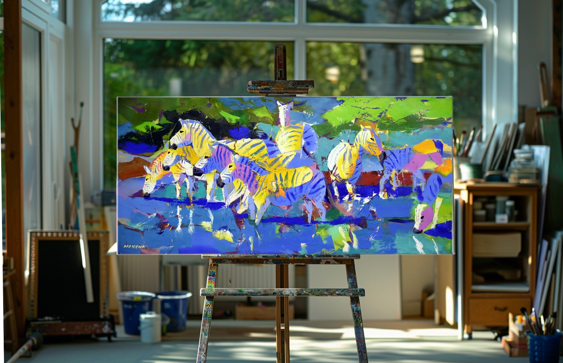 Blue Oasis 80x170cm Oil on Canvas