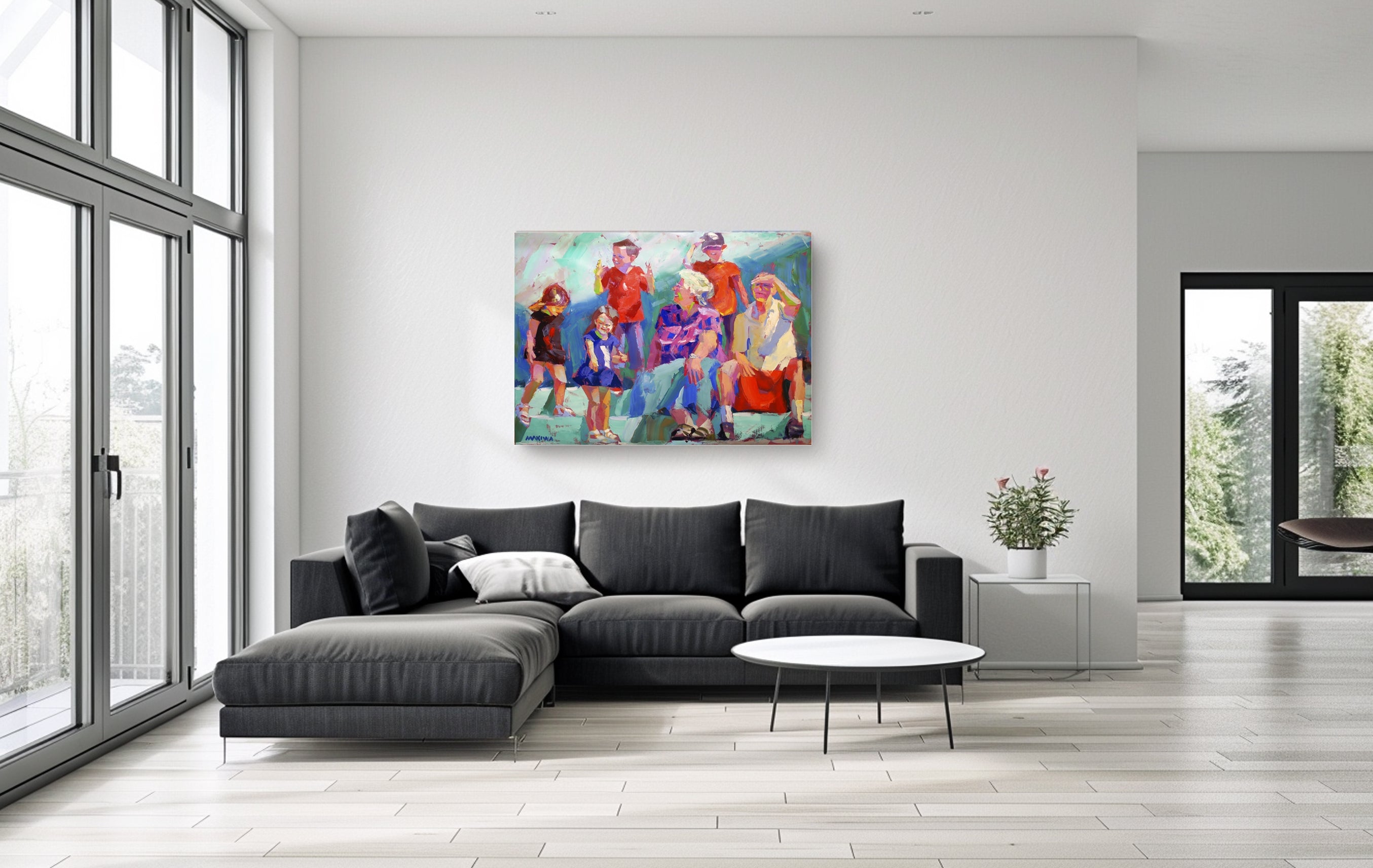 Visiting Grandma 100x140cm Oil on Canvas