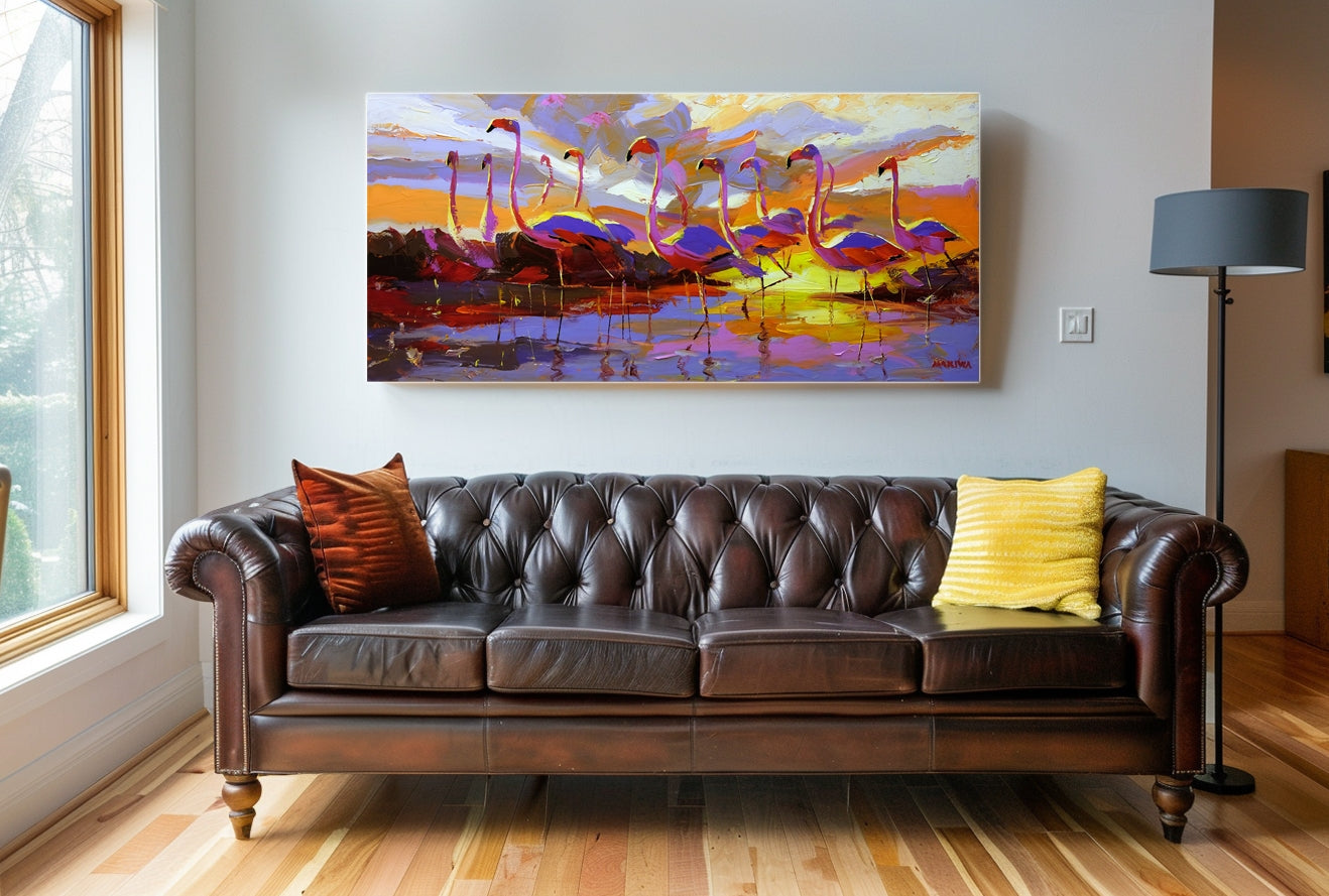 Flamingo Sunset 180x80cm Oil on Canvas