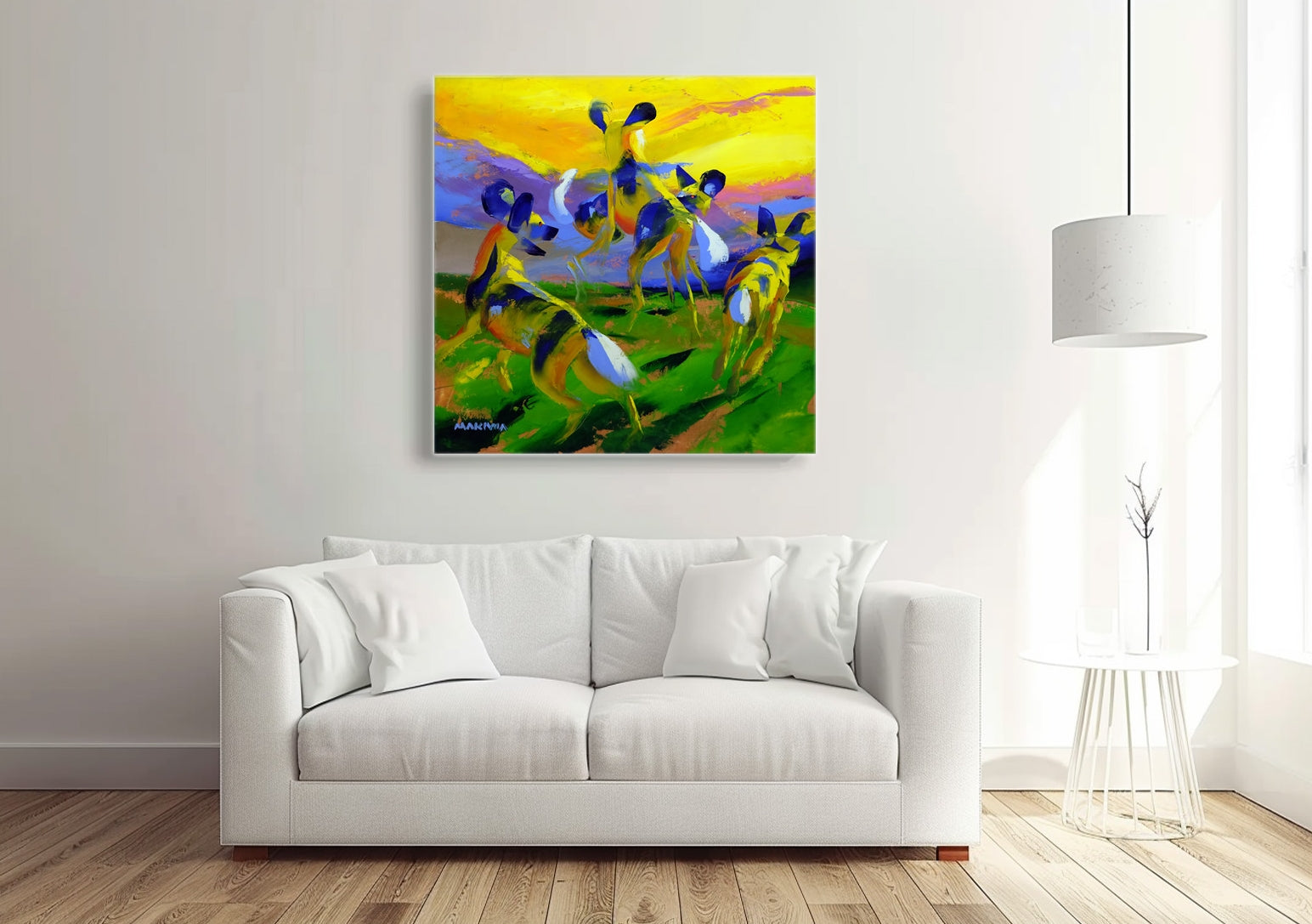 Playful Dogs 100x100cm Oil on Canvas