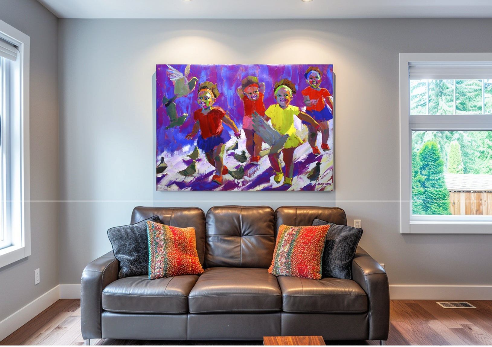 Pigeons at Dusk 100x140cm Oil on Canvas