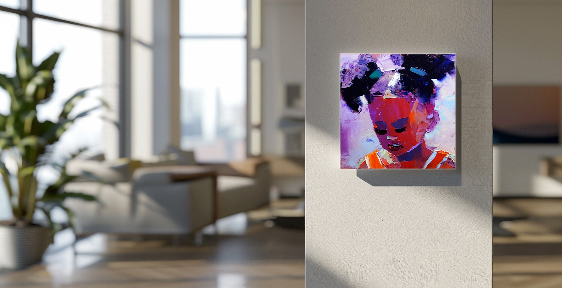 Girl with long hair 20x20cm Oil on Canvas