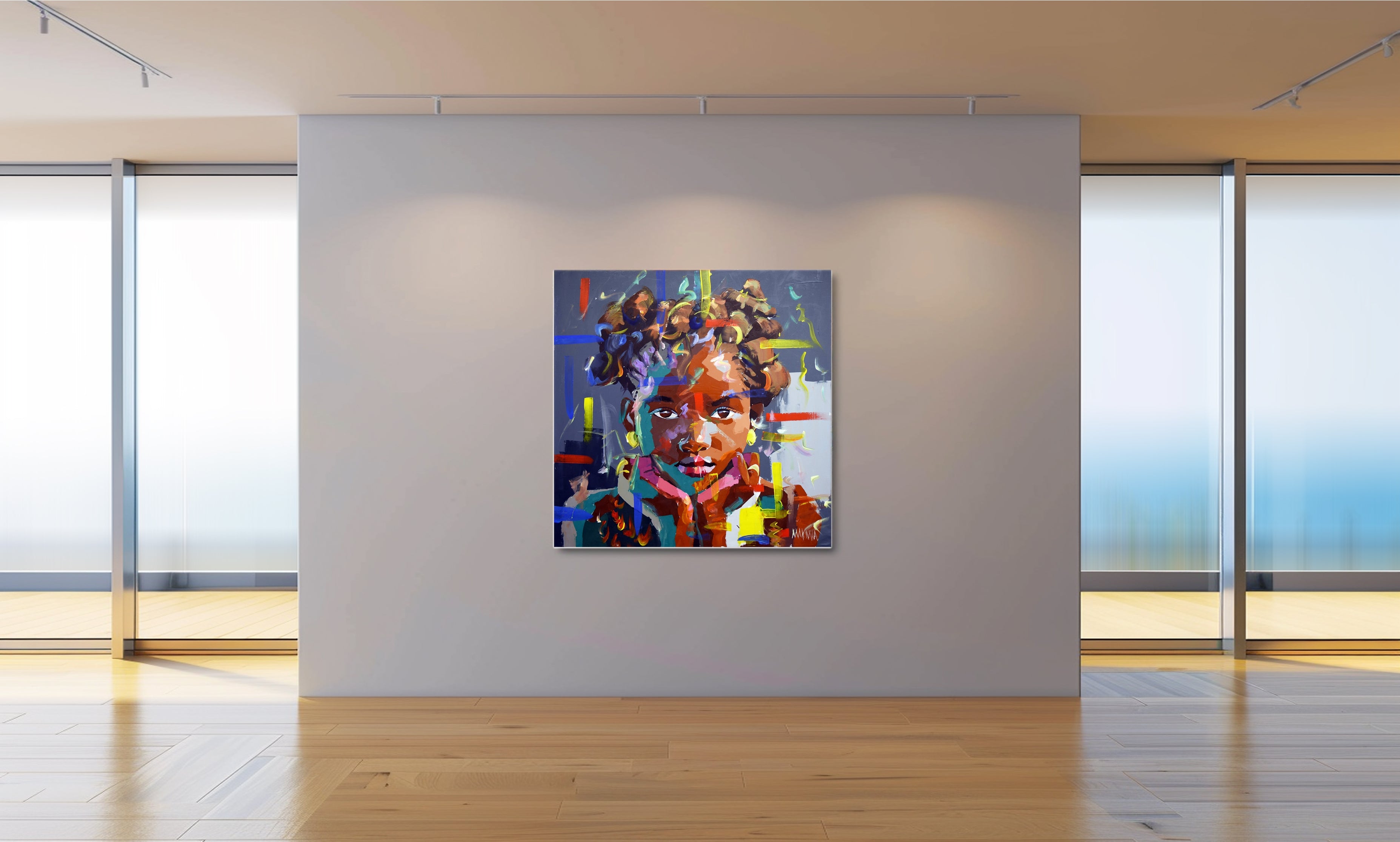 Pondering Child 100x100cm Acrylic on Canvas