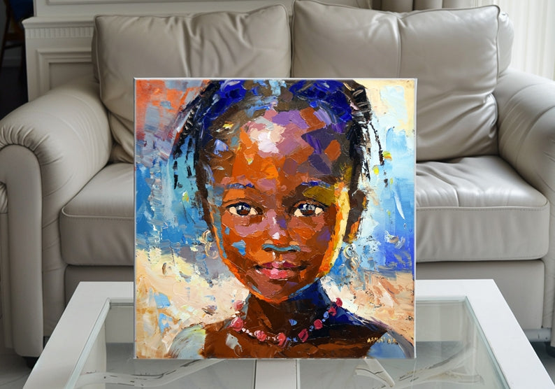 Girl with Braids 25x25cm Oil on Canvas
