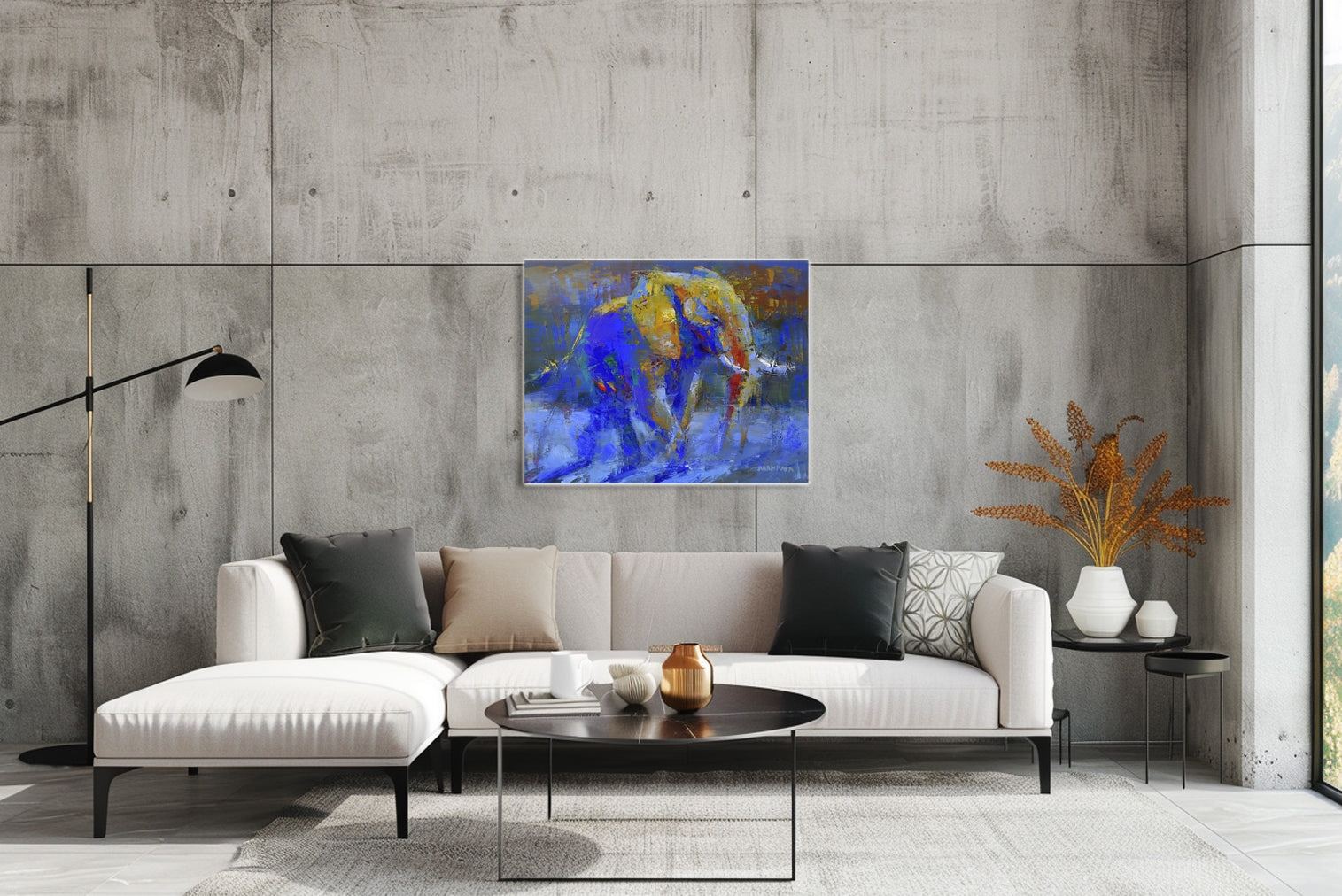 Lone Elephant 56x71cm Oil on Canvas